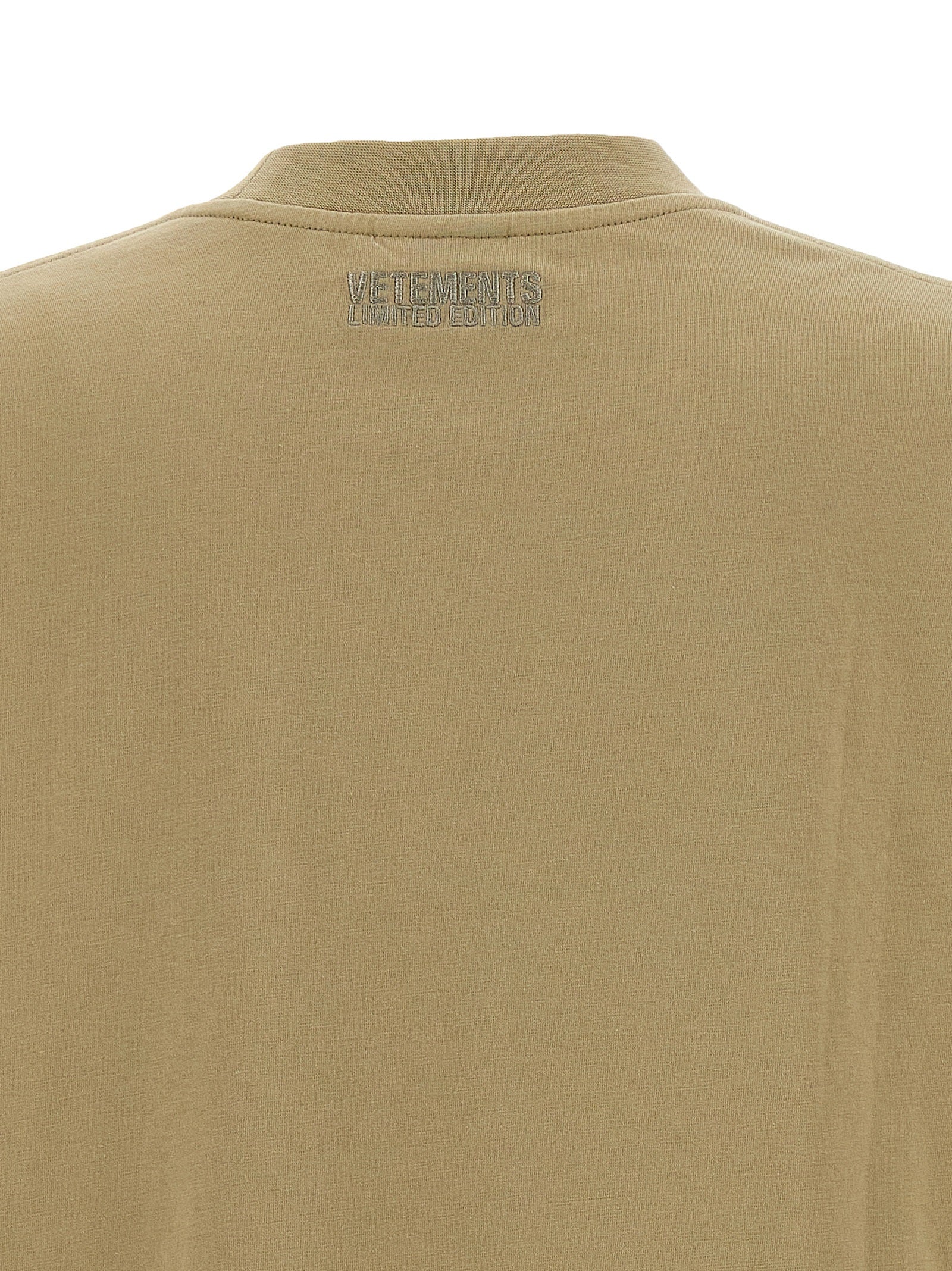 Vetements Logo-Print Cotton T-Shirt — Beige, view 4