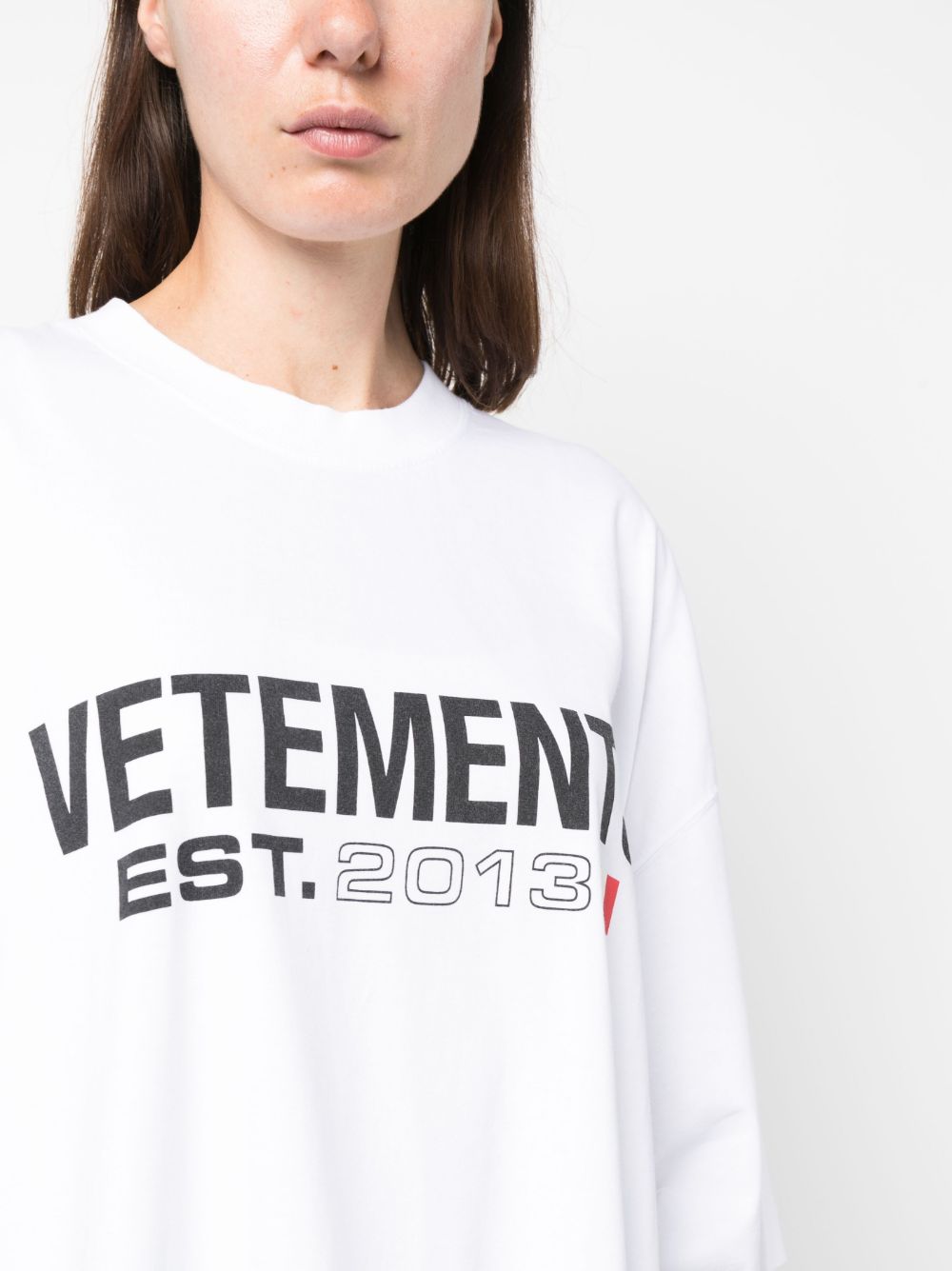 Vetements Logo-Print Cotton T-shirt — White, view 3