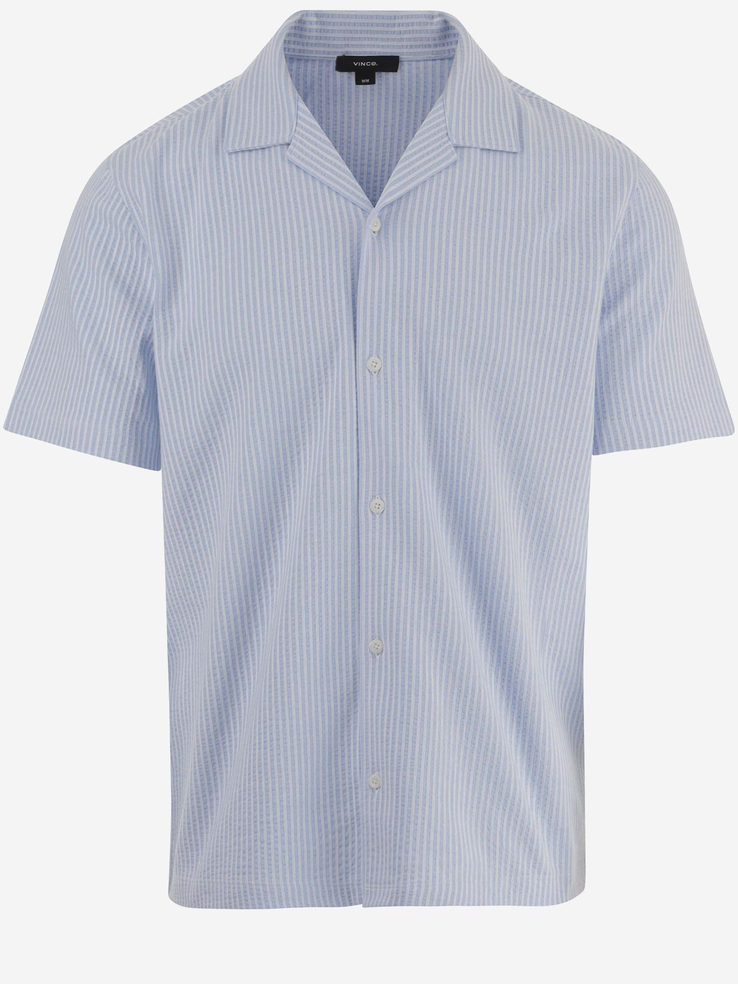 Vince Stretch Cotton Shirt — Blue, view 3
