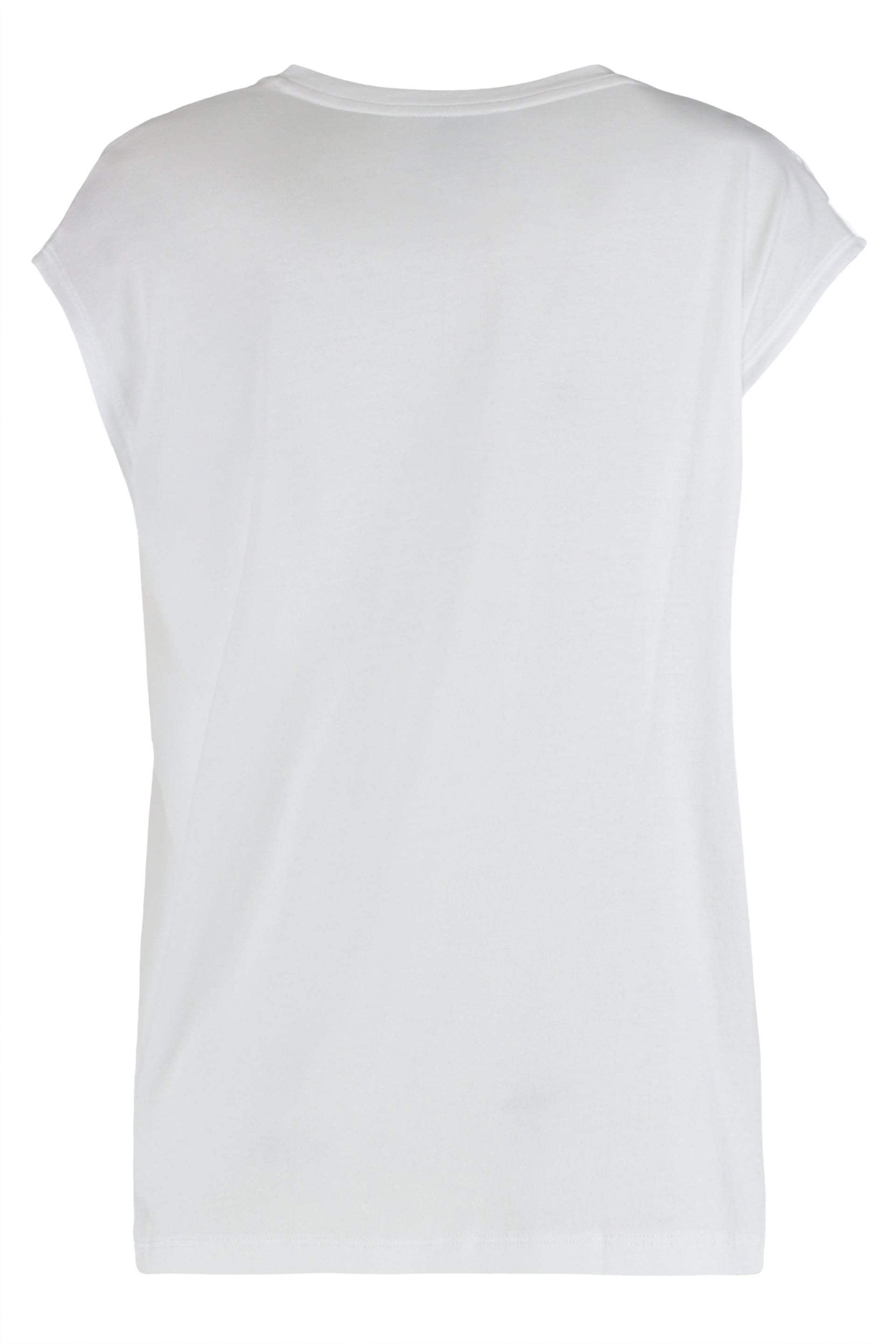 Vince Pima Cotton with Gathered Shoulders T-Shirt — White, view 2
