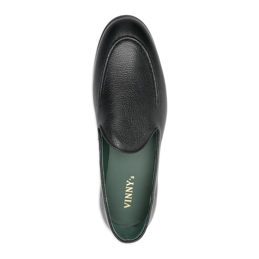 Vinny'S Textured Calf Leather Loafer — Black, view 4
