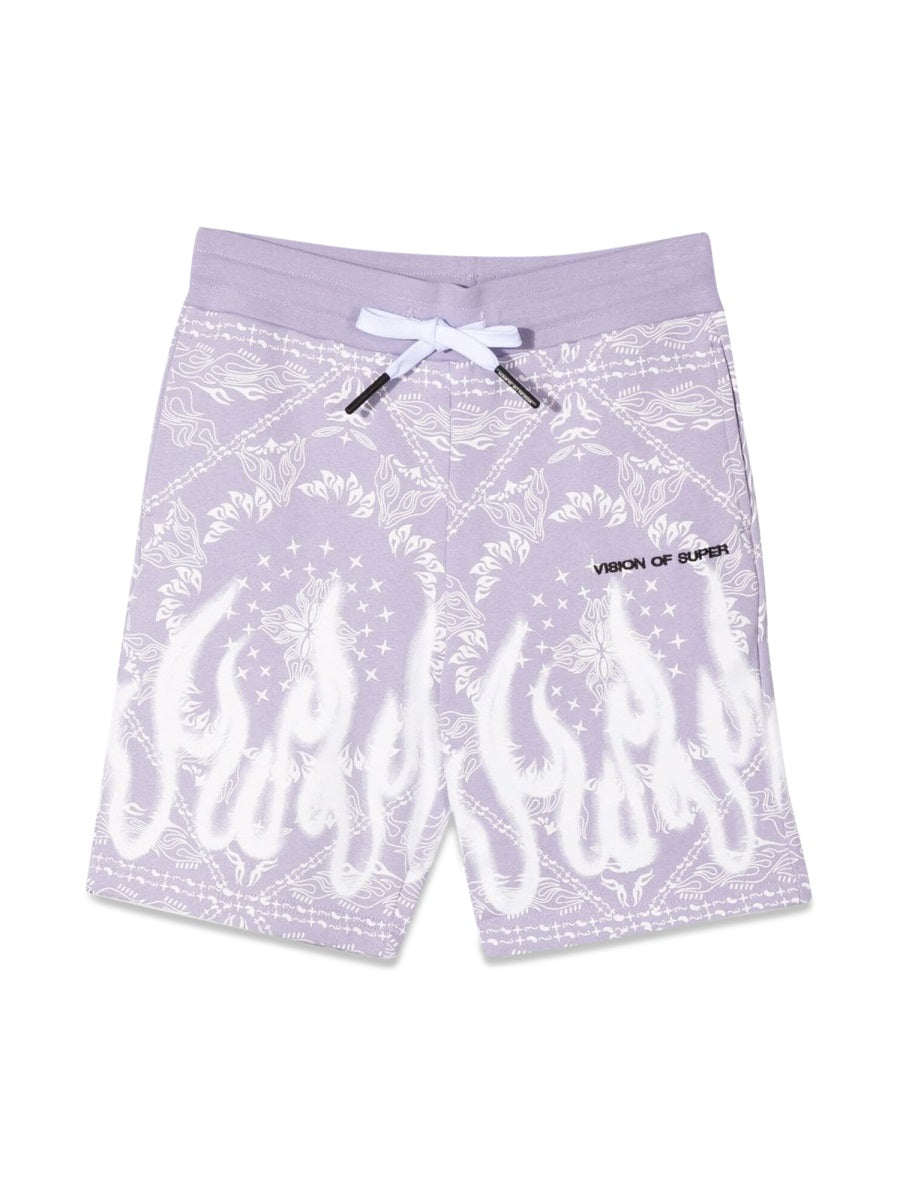 Vision Of Super Bandana-Print Cotton Shorts — Purple by Vision Of Super
