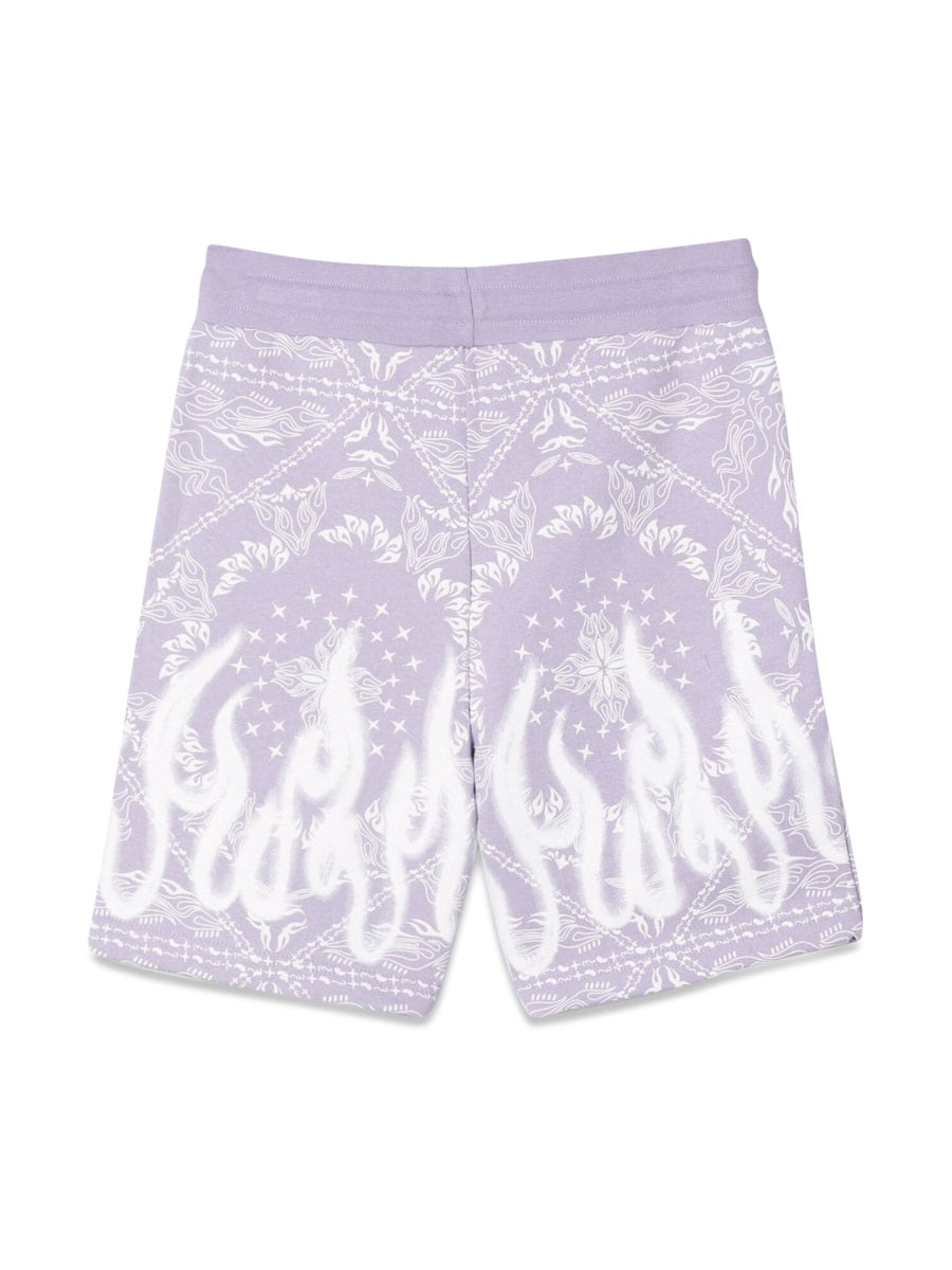 Vision Of Super Bandana-Print Cotton Shorts — Purple, view 2