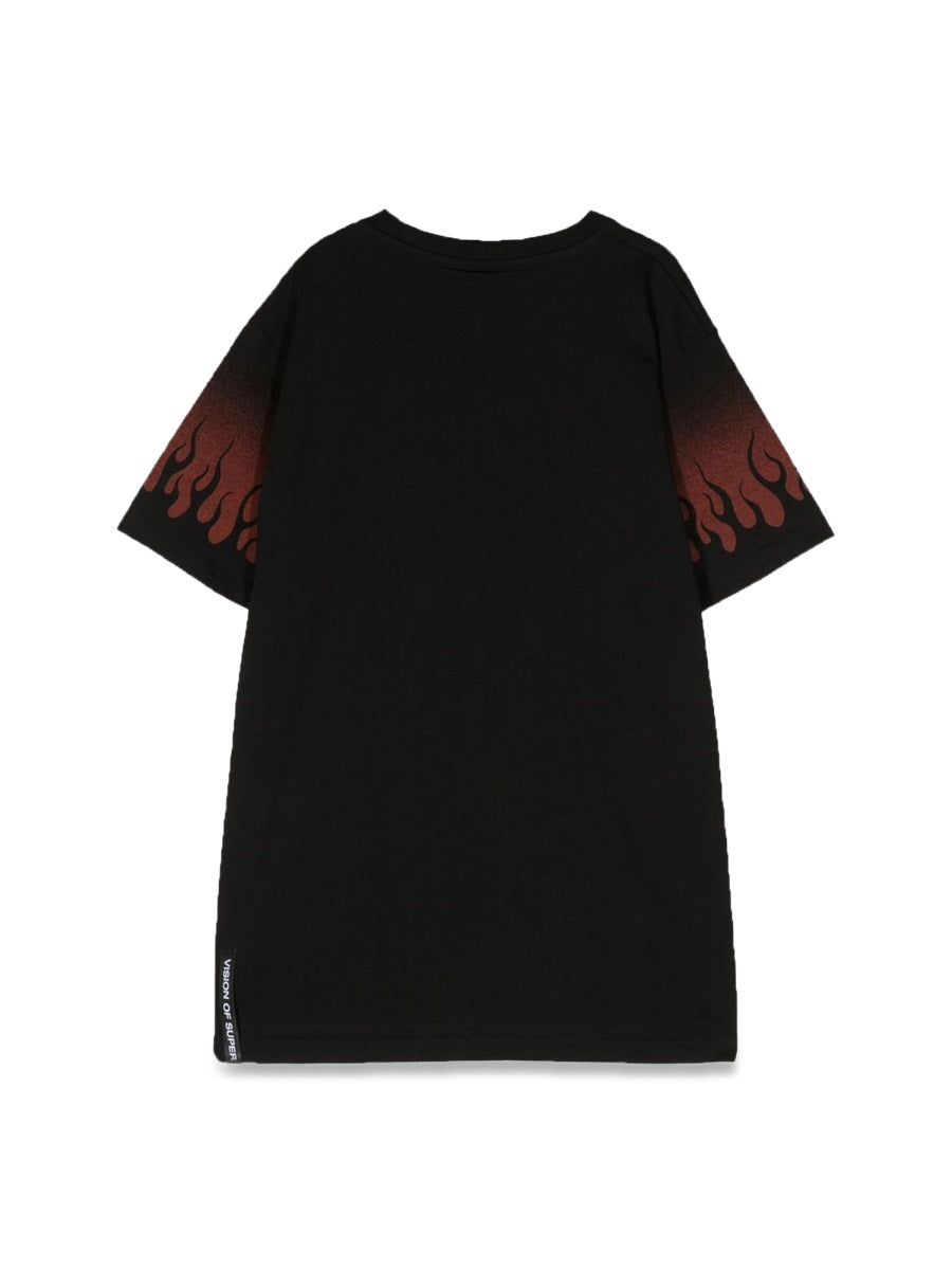 Vision Of Super Negative Red Flames Motif T-Shirt — Black, view 2