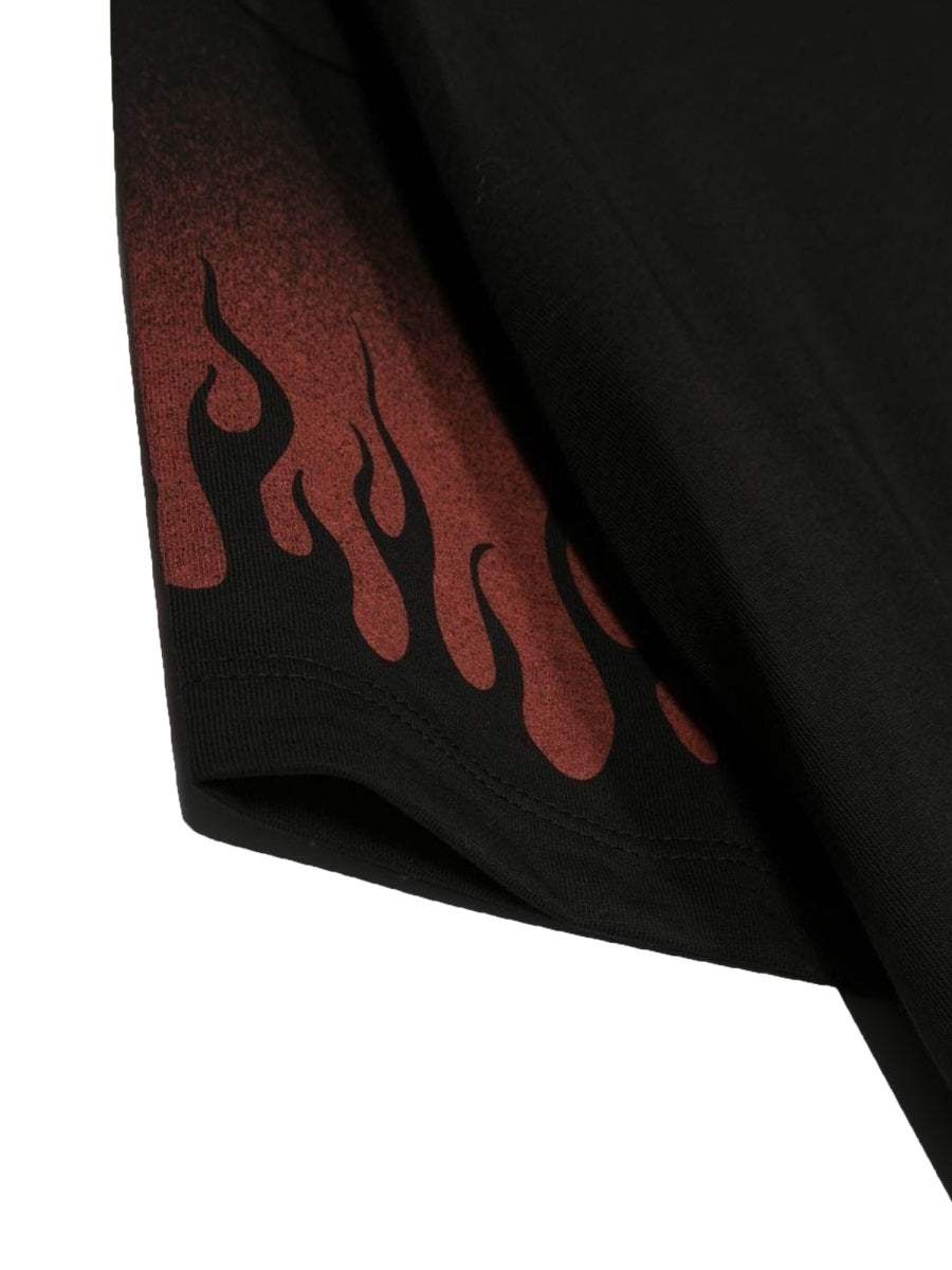 Vision Of Super Negative Red Flames Motif T-Shirt — Black, view 3