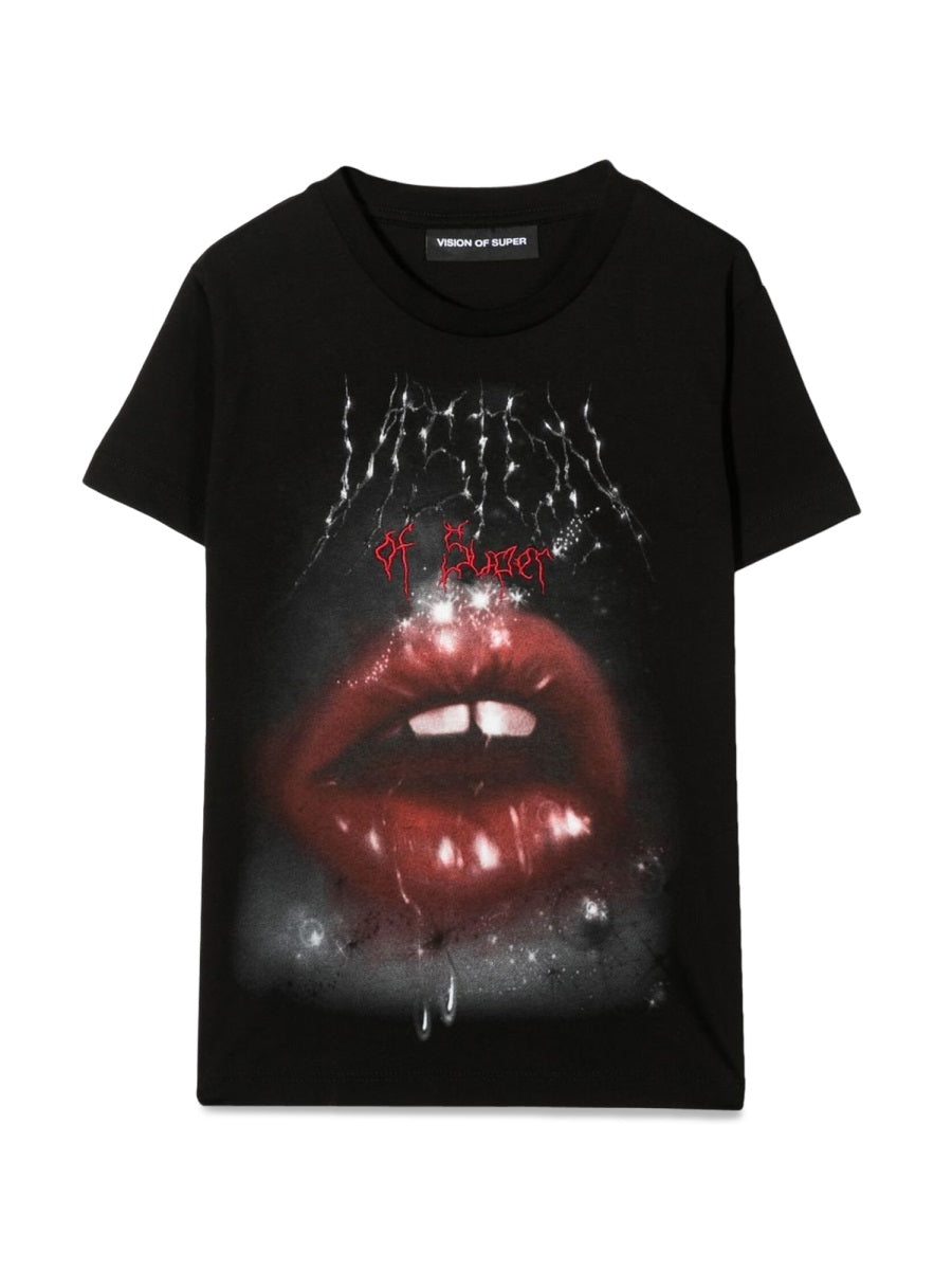 Vision Of Super Rock Mouth Print T-Shirt — Black by Vision Of Super