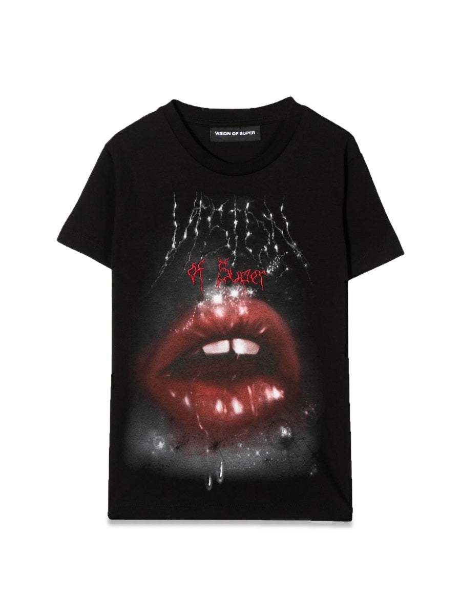 Vision Of Super Rock Mouth Print T-Shirt — Black by Vision Of Super