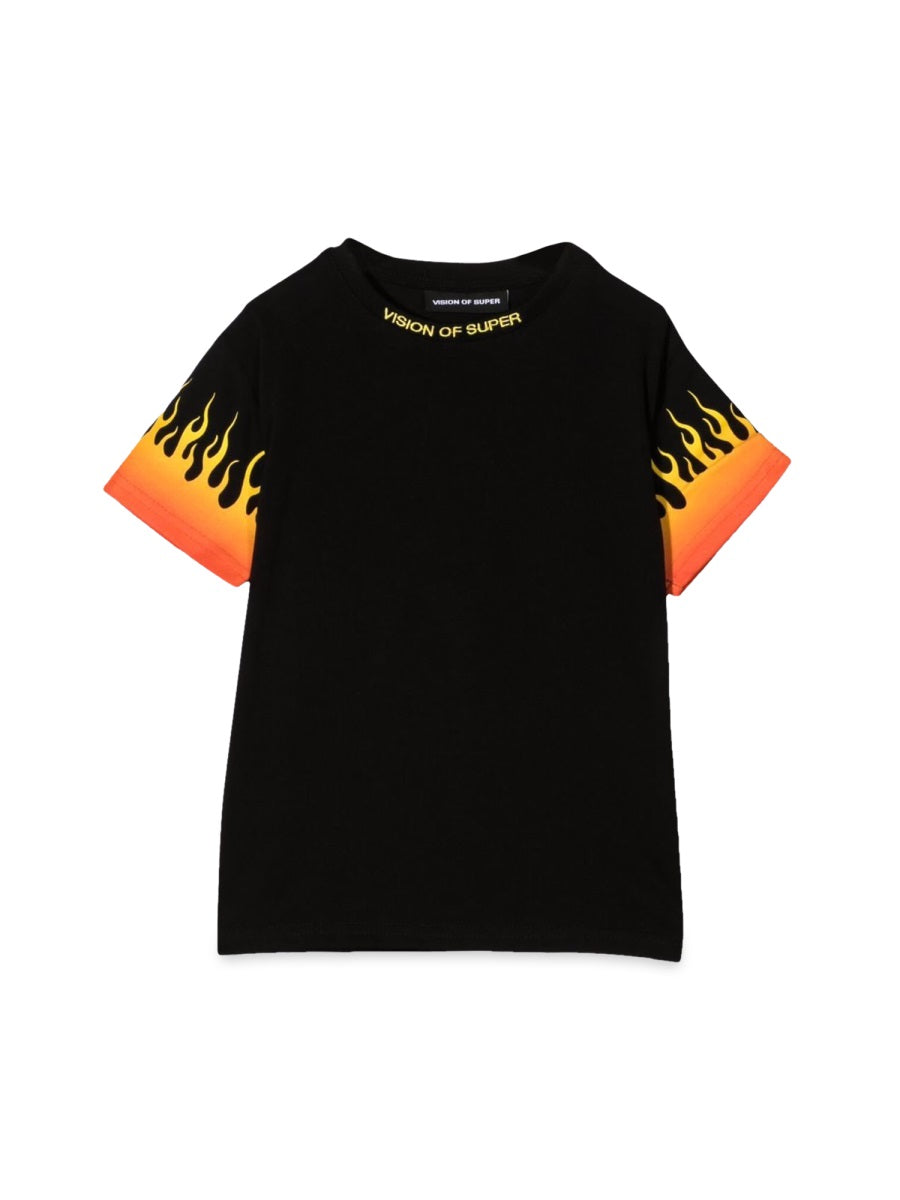 Vision Of Super Red Flame Graphic Print T-Shirt — Black by Vision Of Super
