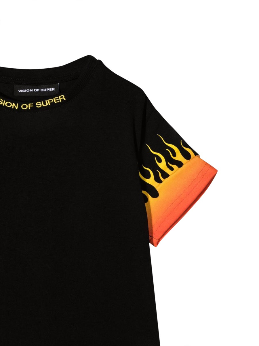 Vision Of Super Red Flame Graphic Print T-Shirt — Black, view 2