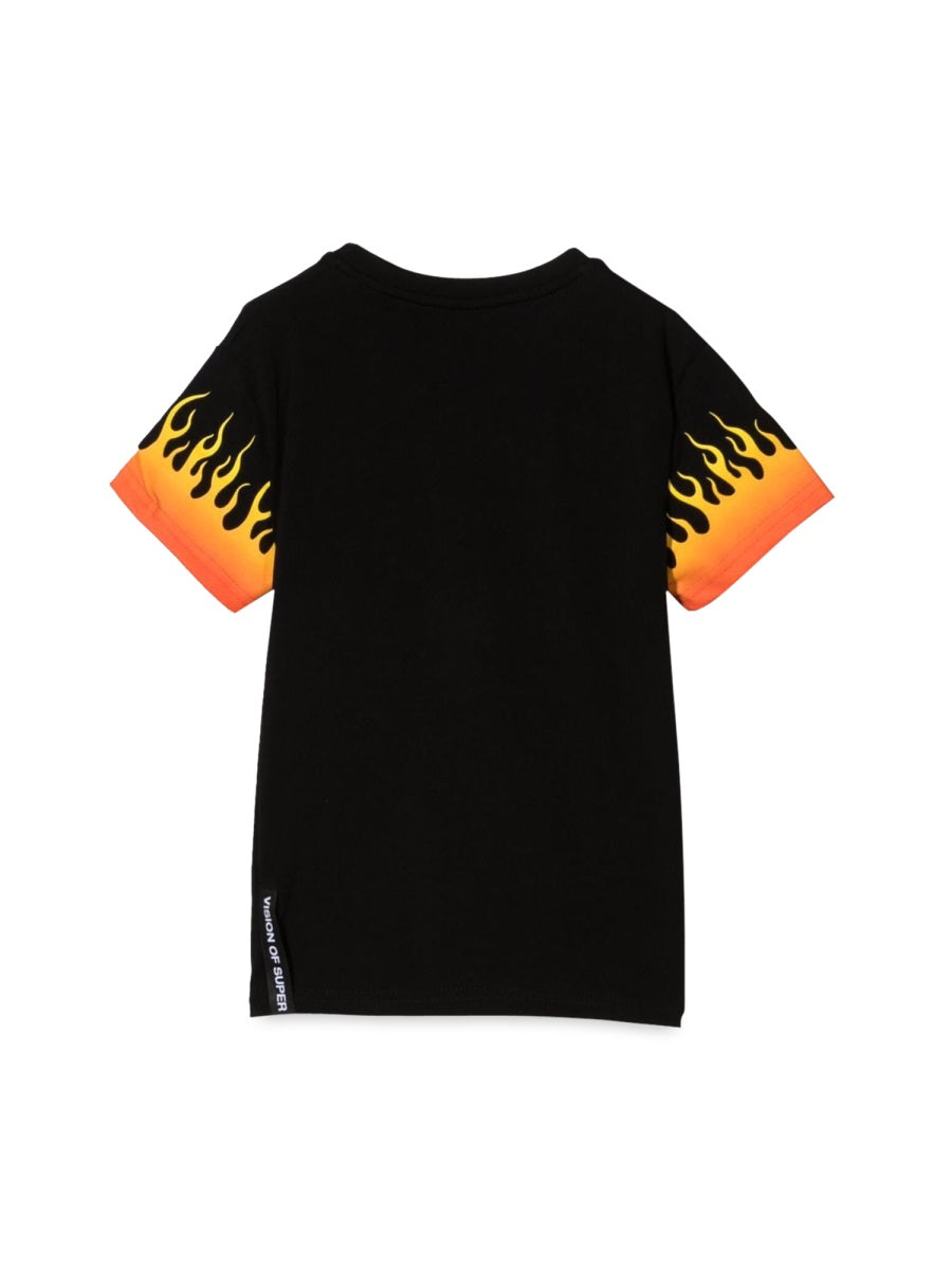 Vision Of Super Red Flame Graphic Print T-Shirt — Black, view 3