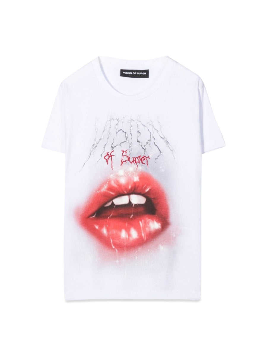 Vision Of Super Rock Mouth Print T-Shirt — White by Vision Of Super