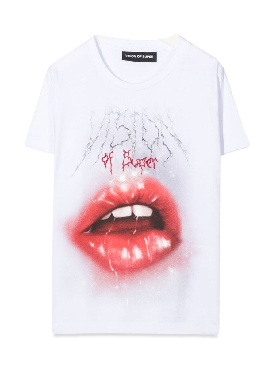 Vision Of Super Rock Mouth Graphic Print T-Shirt — White by Vision Of Super