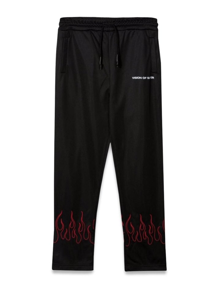 Vision Of Super Red Flame Embroidered Trousers — Black by Vision Of Super