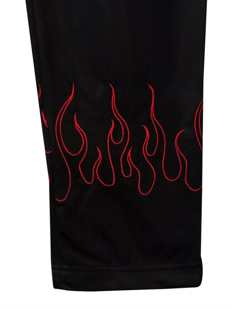Vision Of Super Red Flame Embroidered Trousers — Black, view 3