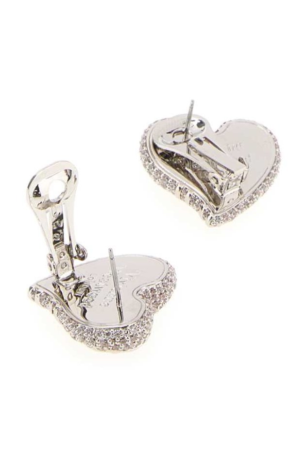 Vivienne Westwood Crystal Heart Stud Earrings — Silver, view 3