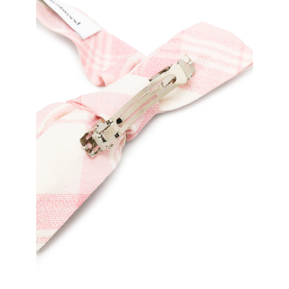 Vivienne Westwood Tartan Recycled Polyester Hair Bow — Pink, view 2
