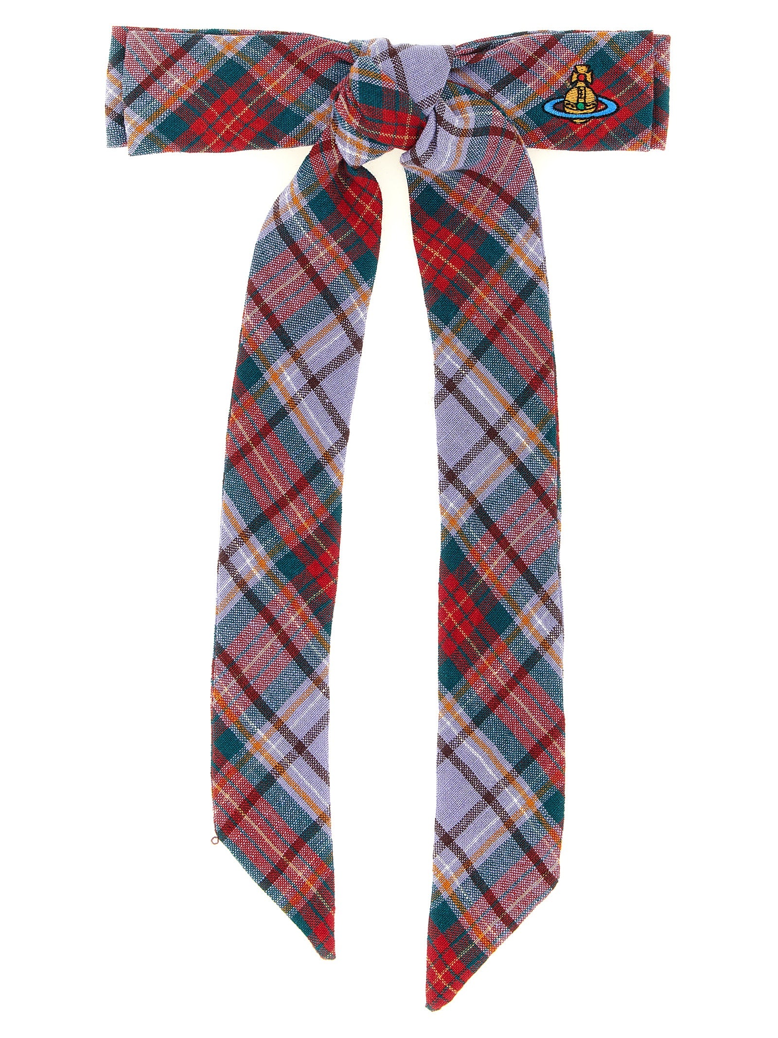 Vivienne Westwood Tartan Linen Bow Hair Clip — Multicolor by Vivienne Westwood