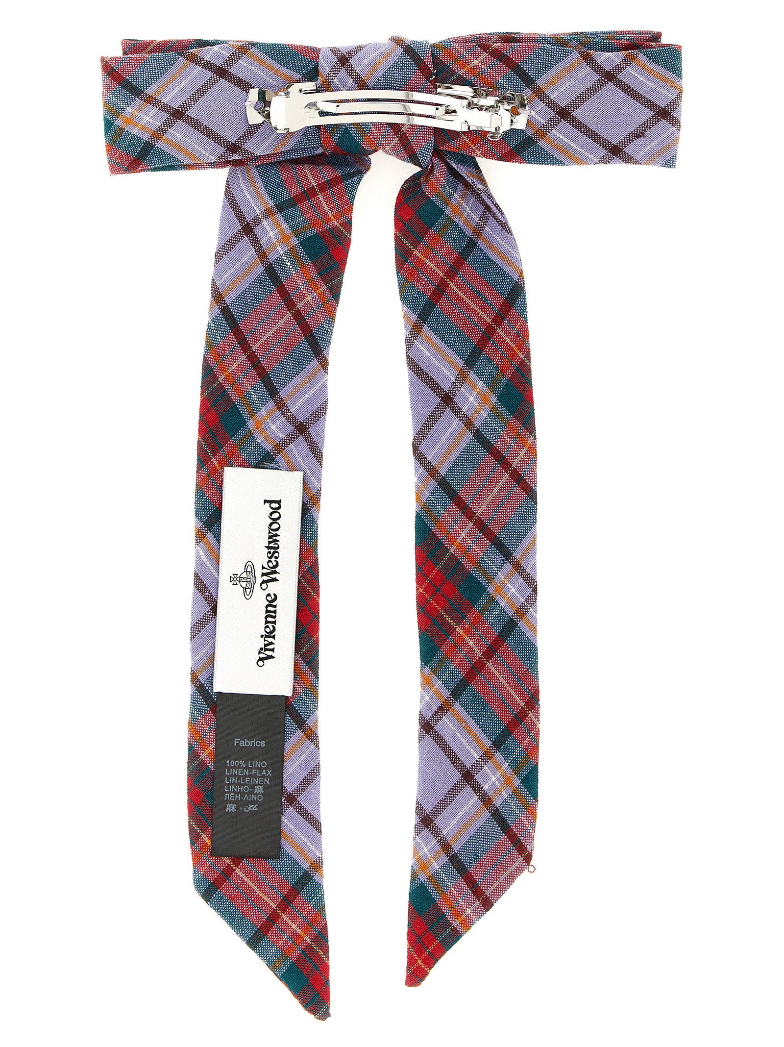 Vivienne Westwood Tartan Bow Hair Clip — Red, view 2