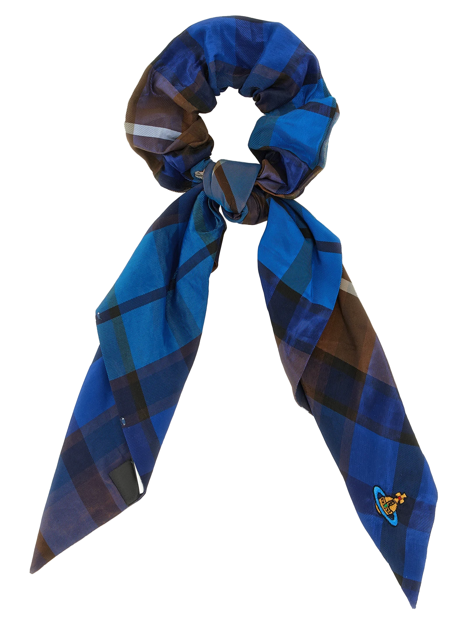 Vivienne Westwood Tartan Ribbon Hair Scrunchie — Blue by Vivienne Westwood