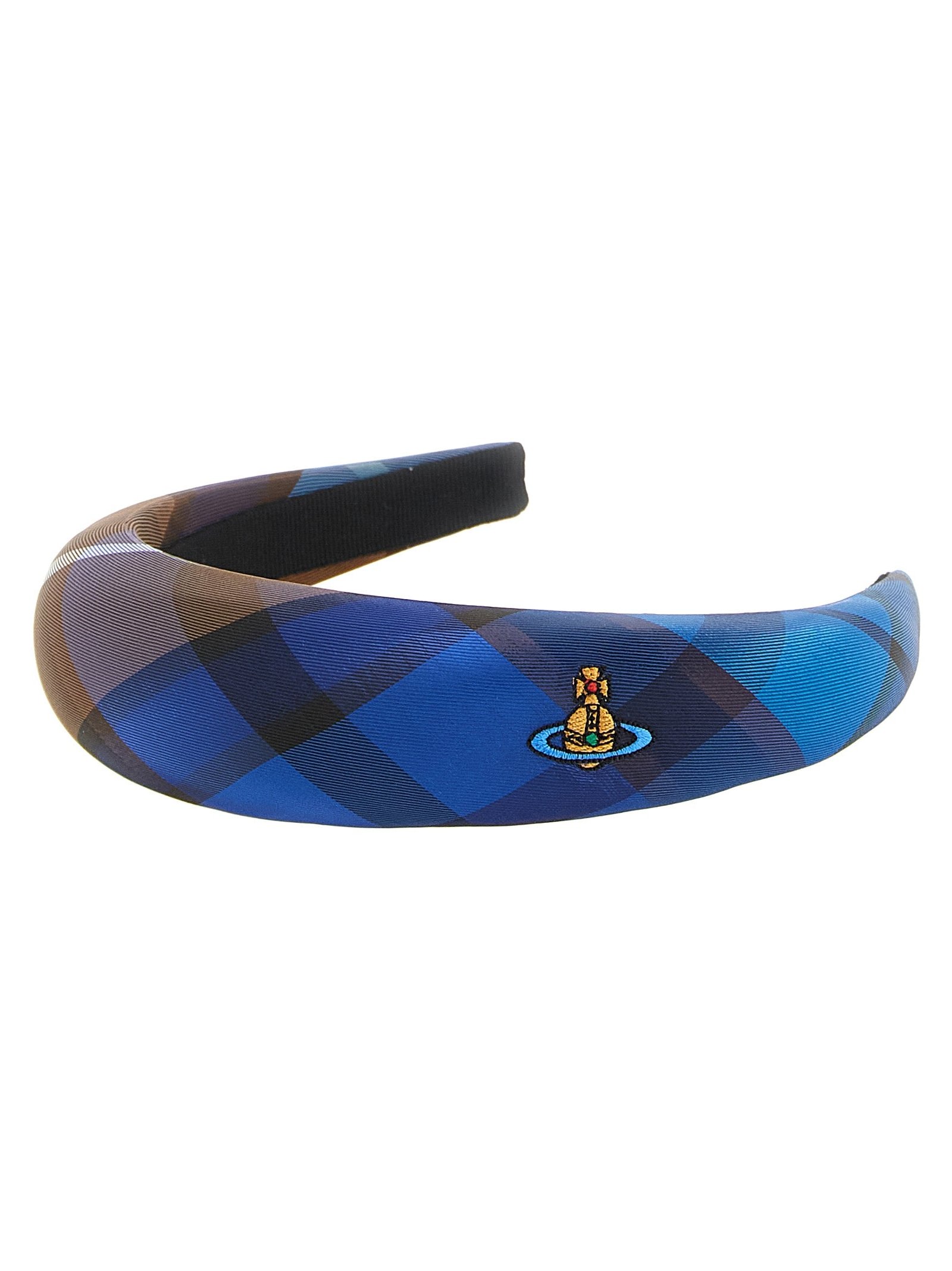 Vivienne Westwood Tartan Padded Headband — Blue by Vivienne Westwood