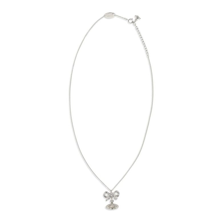 Vivienne Westwood Bow Pendant with Crystals Necklace — Silver by Vivienne Westwood