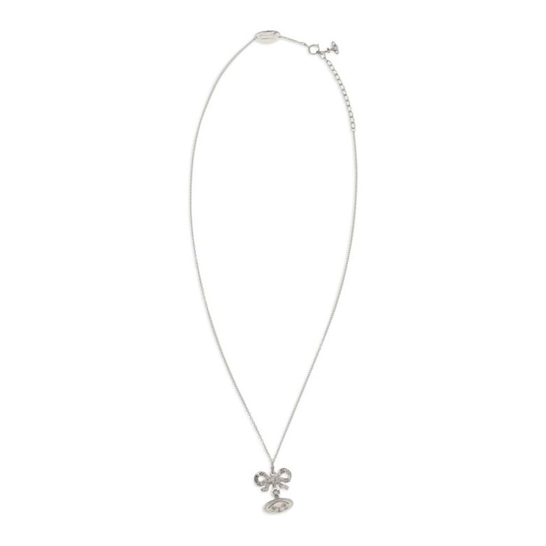 Vivienne Westwood Bow Pendant with Crystals Necklace — Silver, view 2
