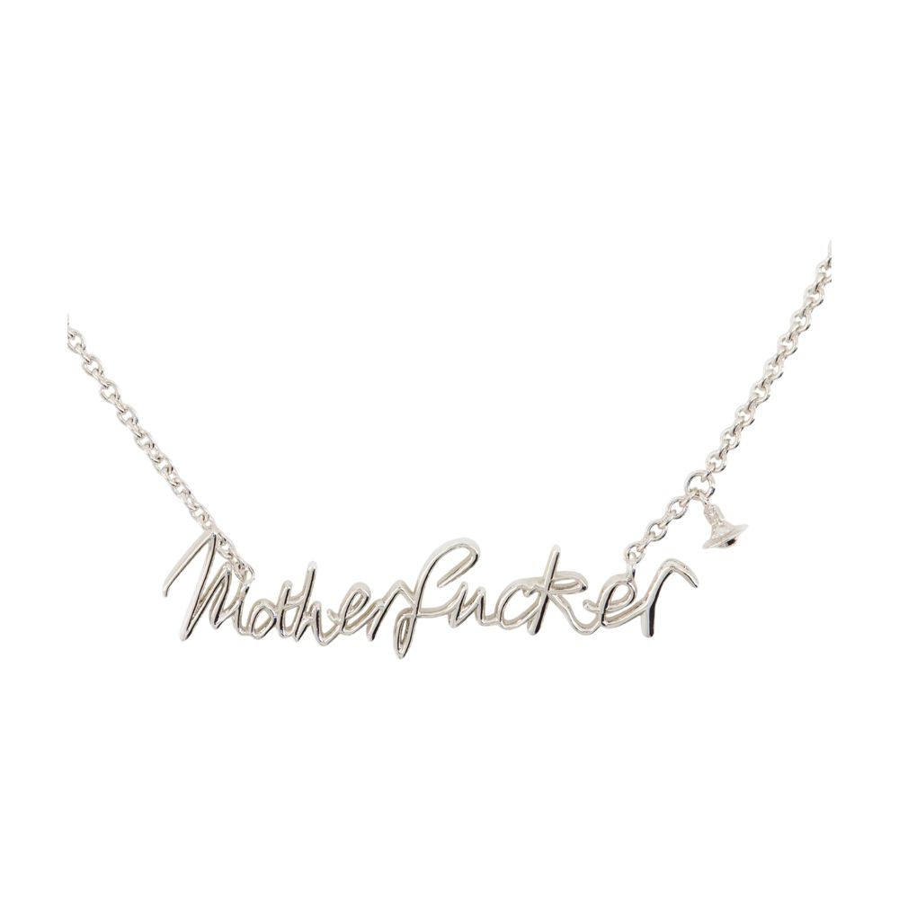 Vivienne Westwood Text Pendant Necklace — Silver, view 2