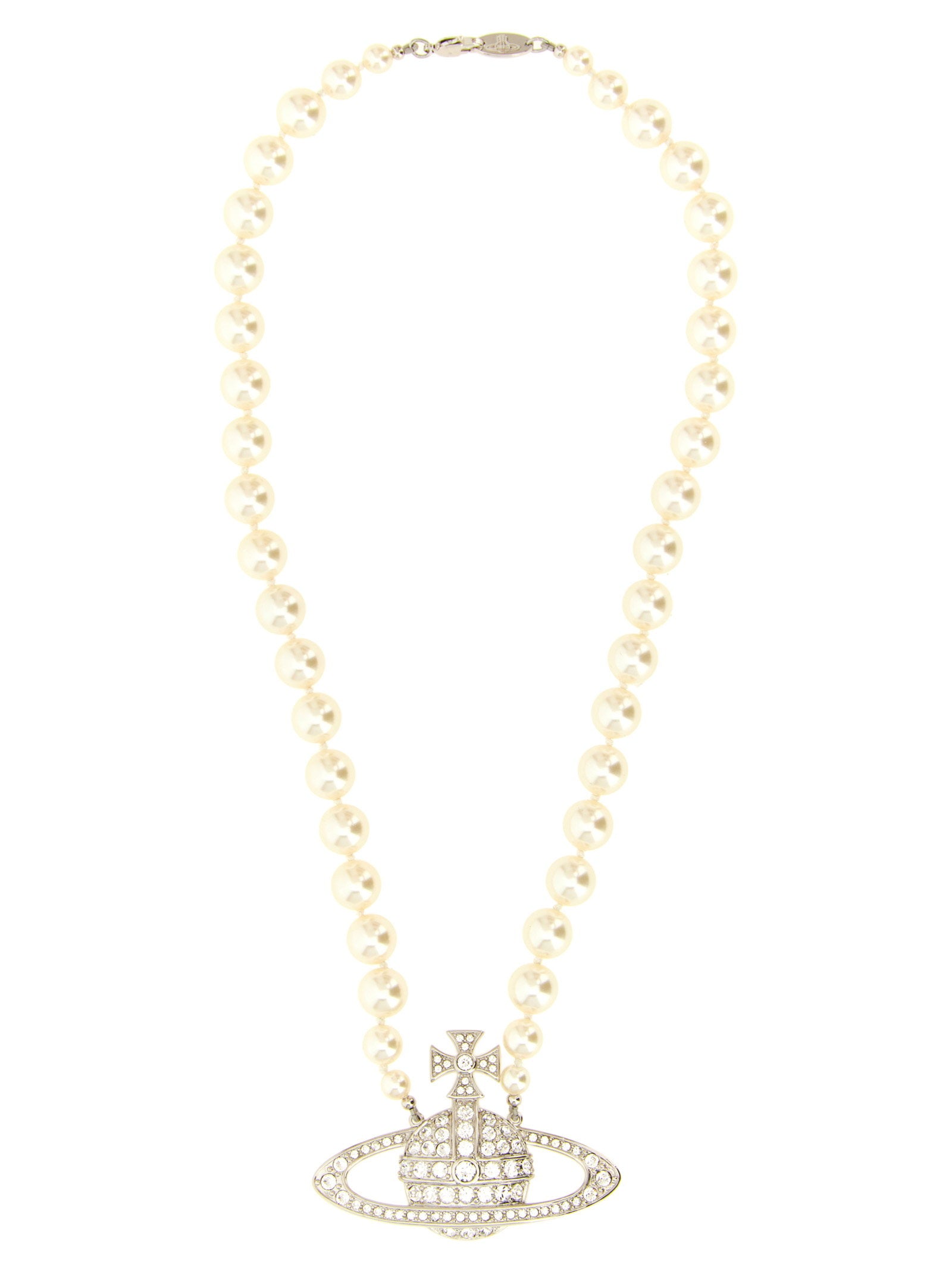 Vivienne Westwood Pearl and Crystal Orb Necklace — White by Vivienne Westwood