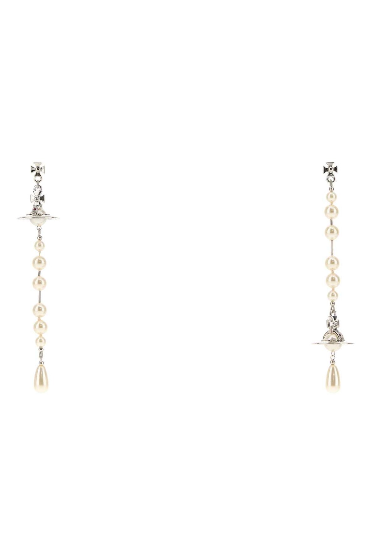 Vivienne Westwood Broken Pearl Earrings — Silver by Vivienne Westwood