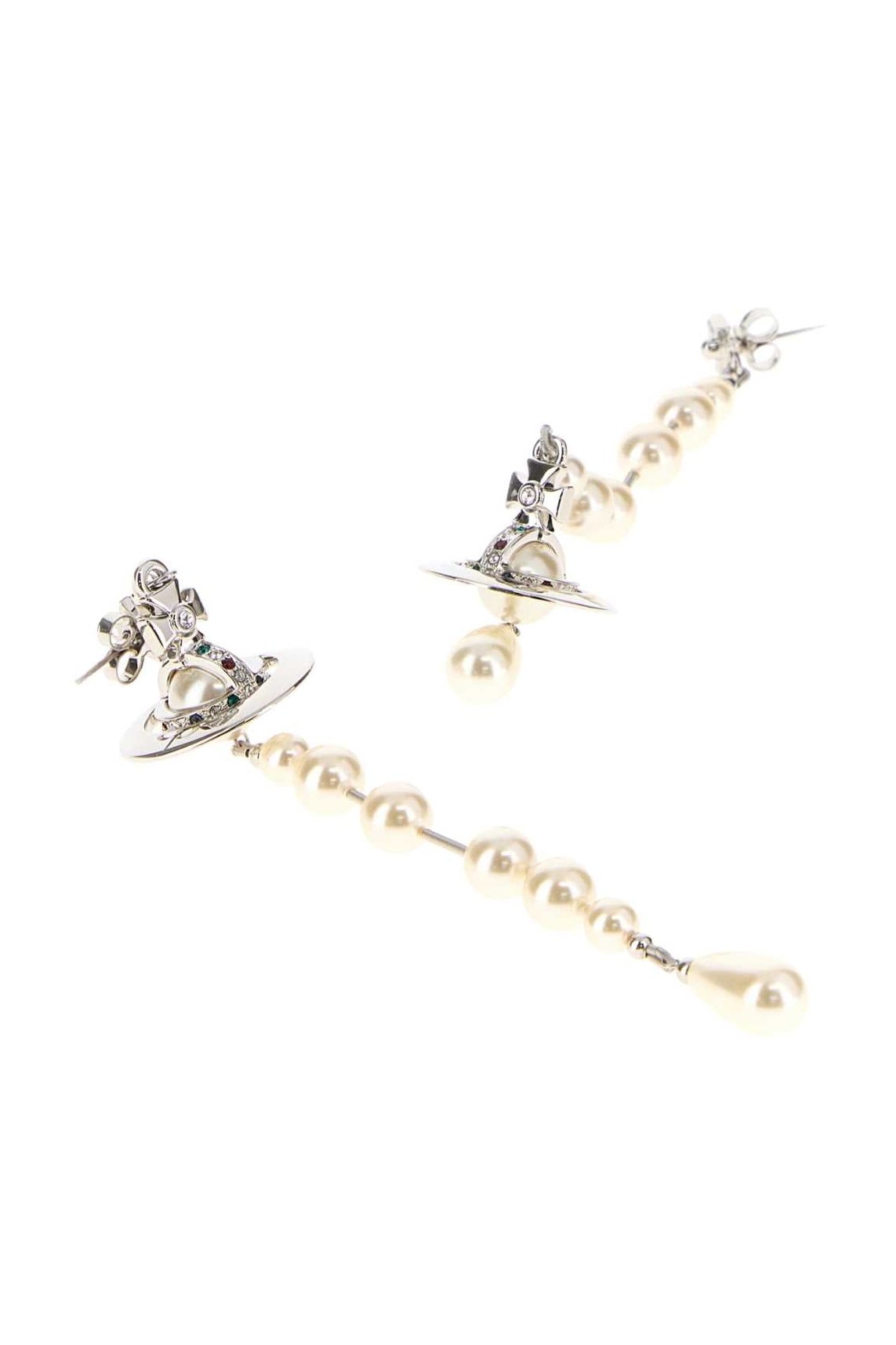 Vivienne Westwood Broken Pearl Earrings — Silver, view 2