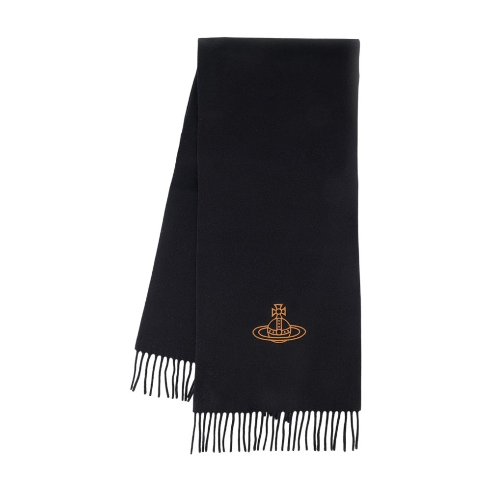 Vivienne Westwood Wool Fringed Scarf — Black, view 2