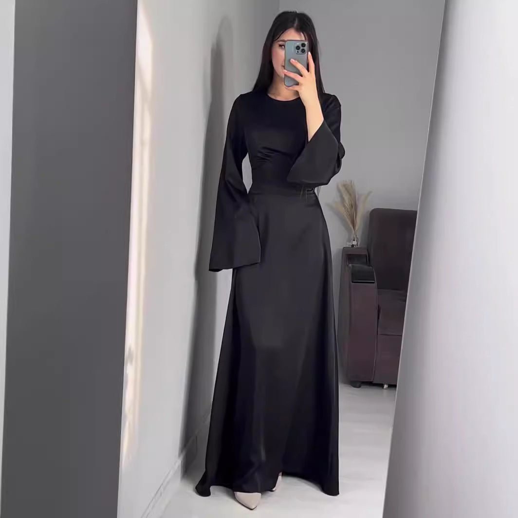 Waist Slim Abaya, Strappy Solid Color Abaya (MA106), view 2