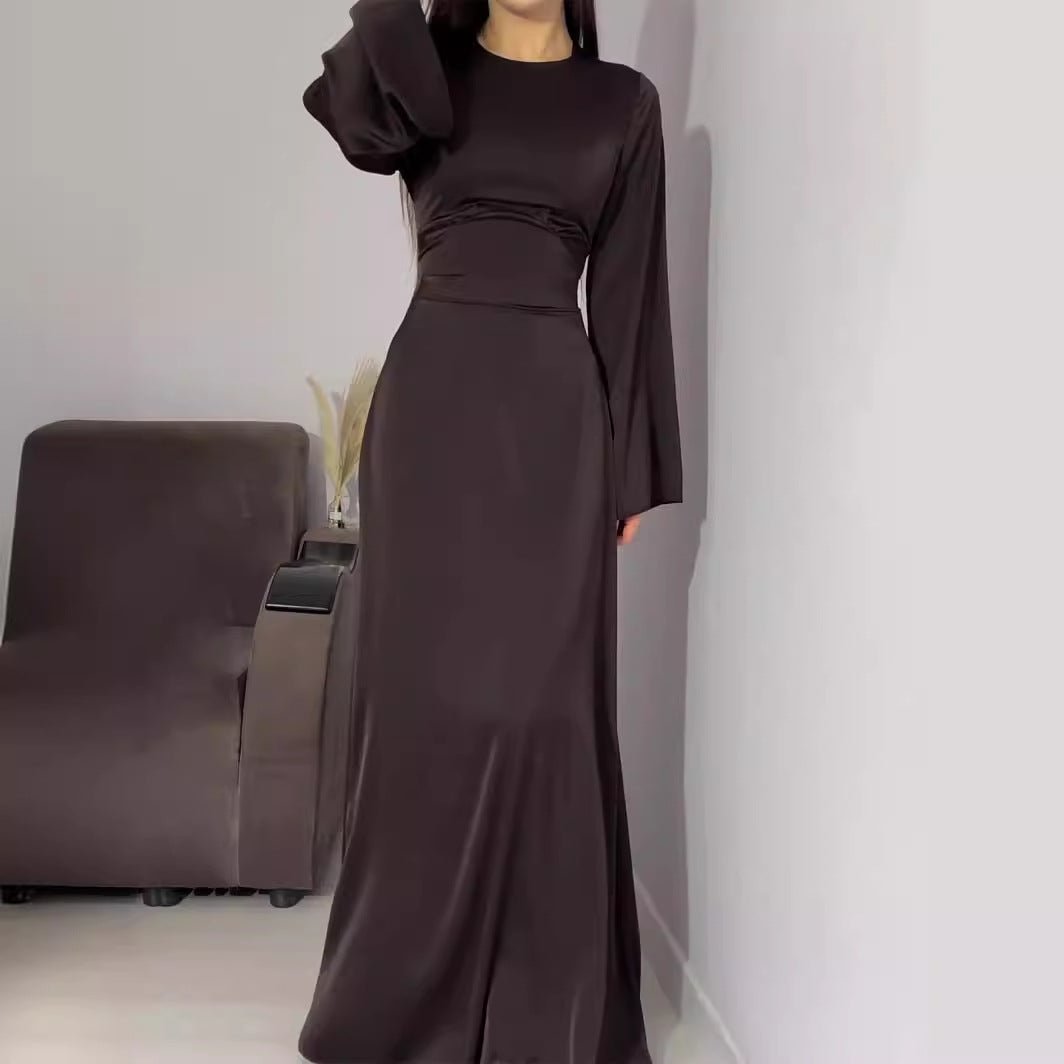 Waist Slim Abaya, Strappy Solid Color Abaya (MA106), view 3