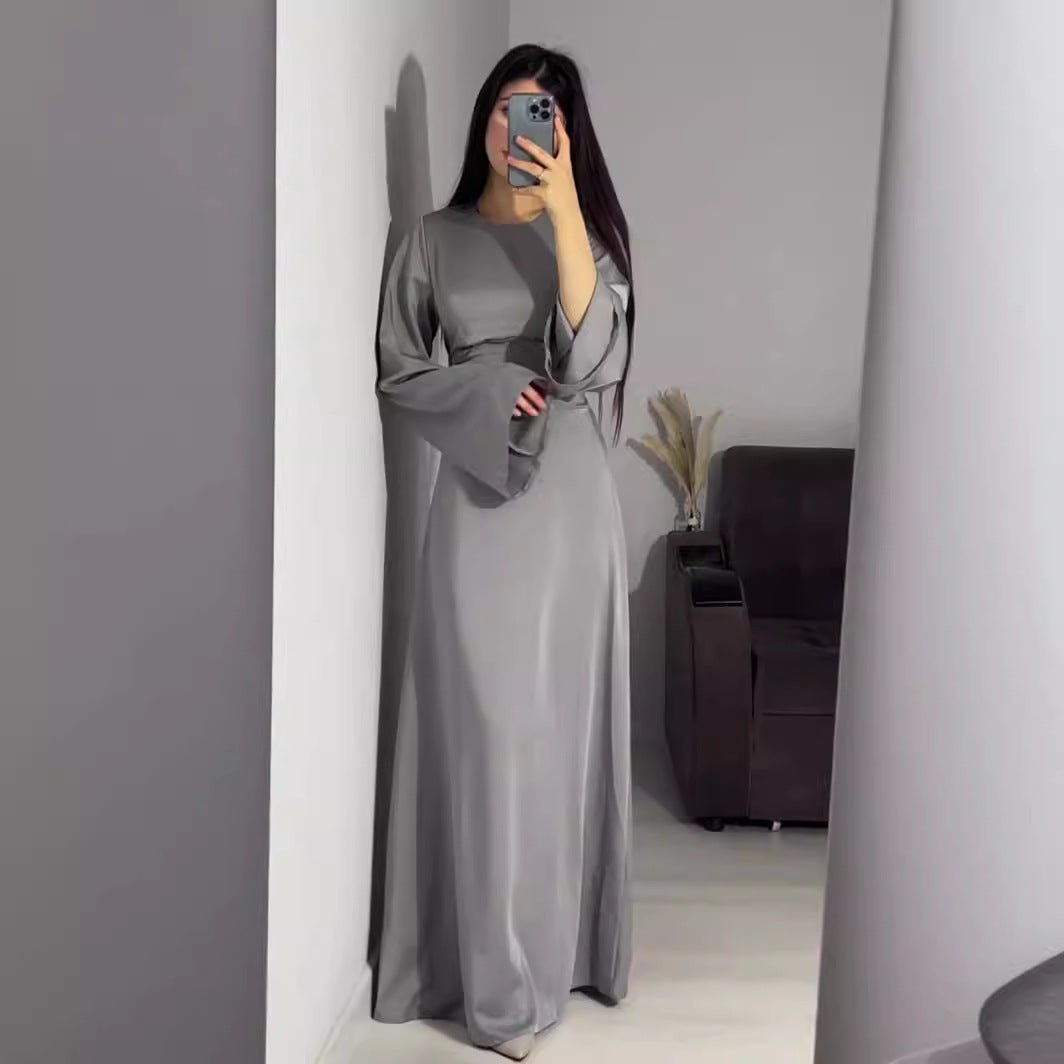 Waist Slim Abaya, Strappy Solid Color Abaya (MA106), view 5