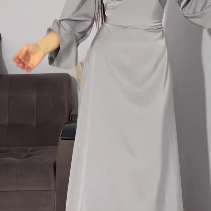Waist Slim Abaya, Strappy Solid Color Abaya (MA106), view 7