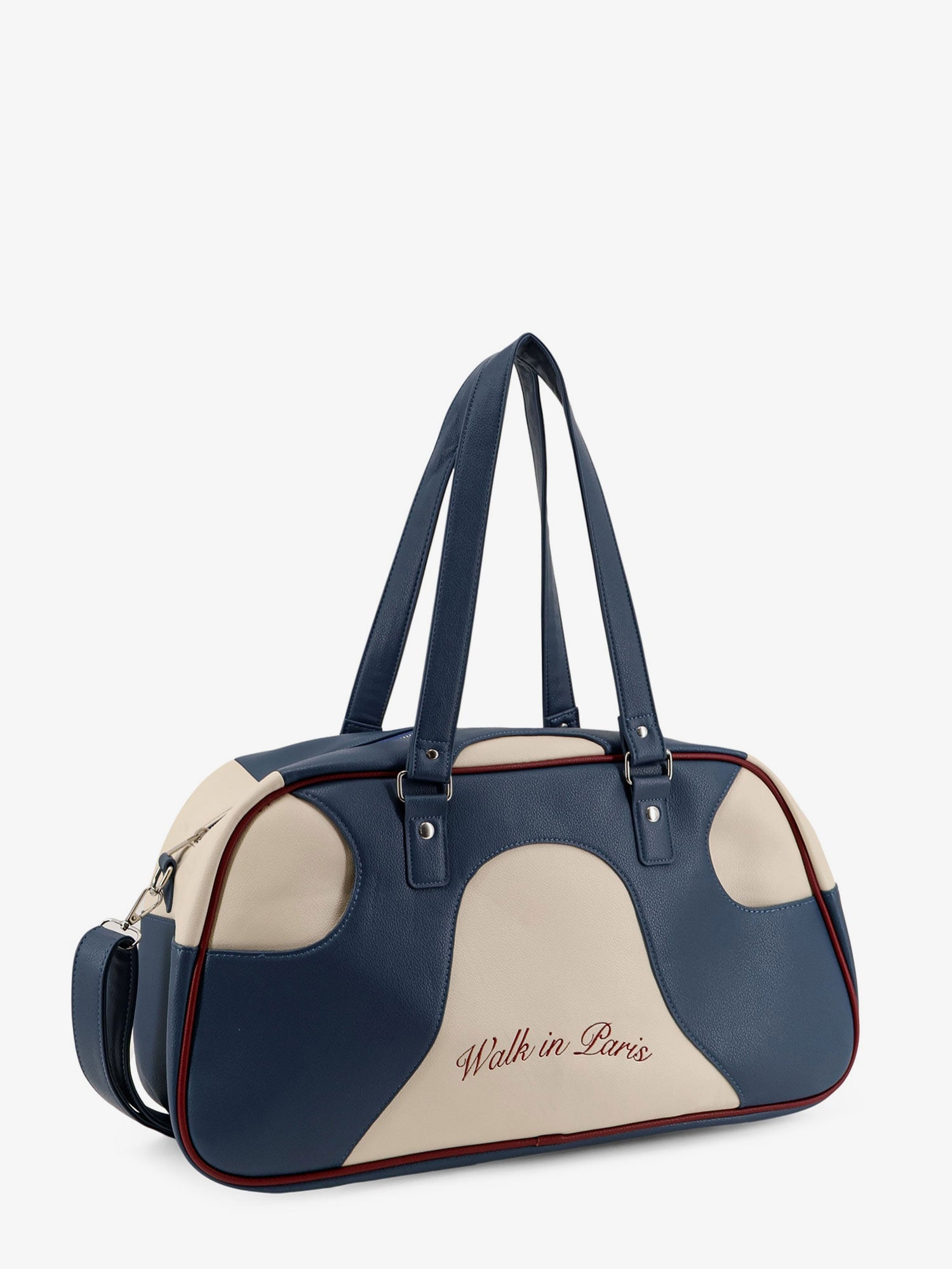Walk In Paris Colorblock Leather Shoulder Bag — Navy, view 3