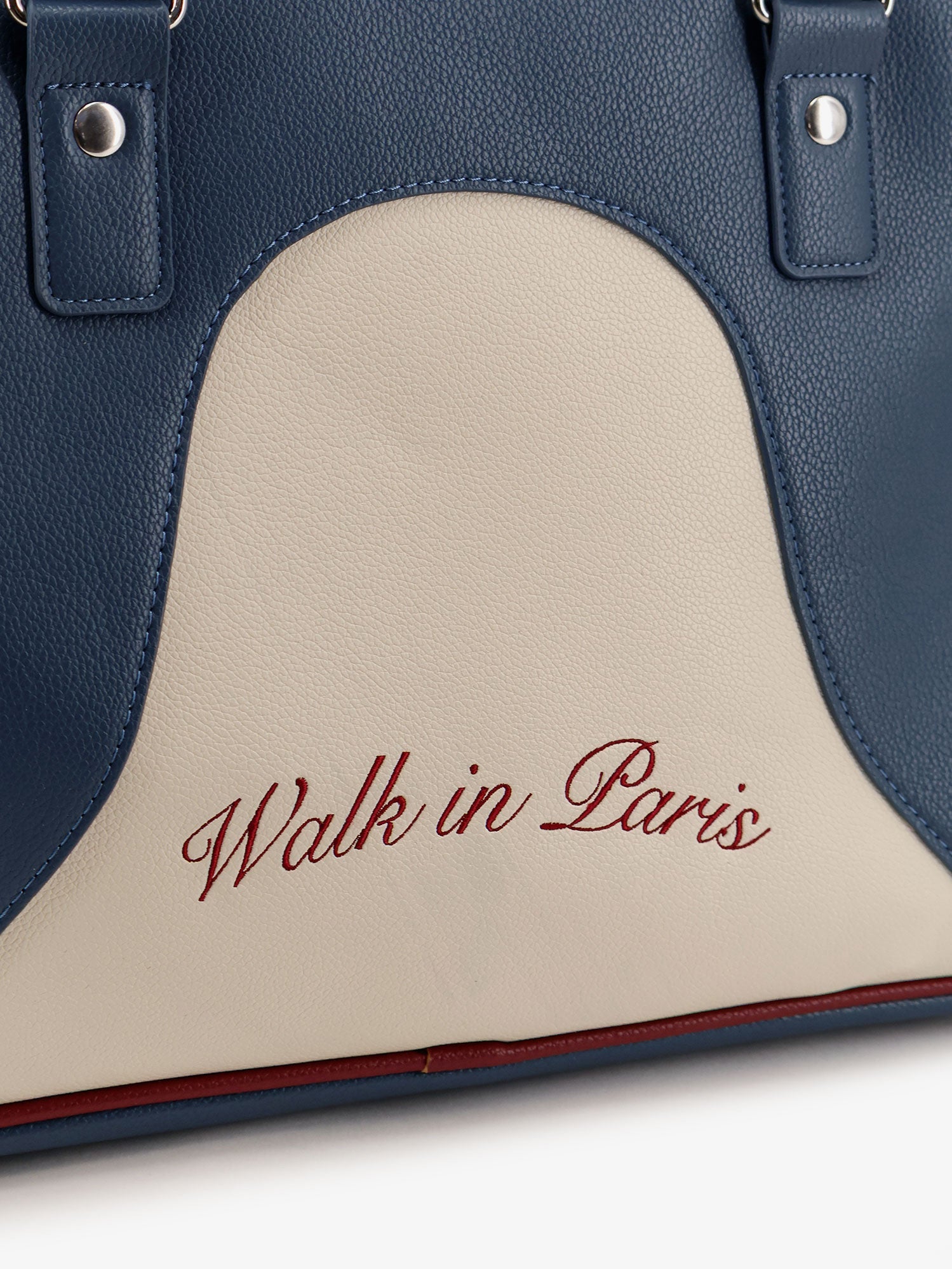 Walk In Paris Colorblock Leather Shoulder Bag — Navy, view 5
