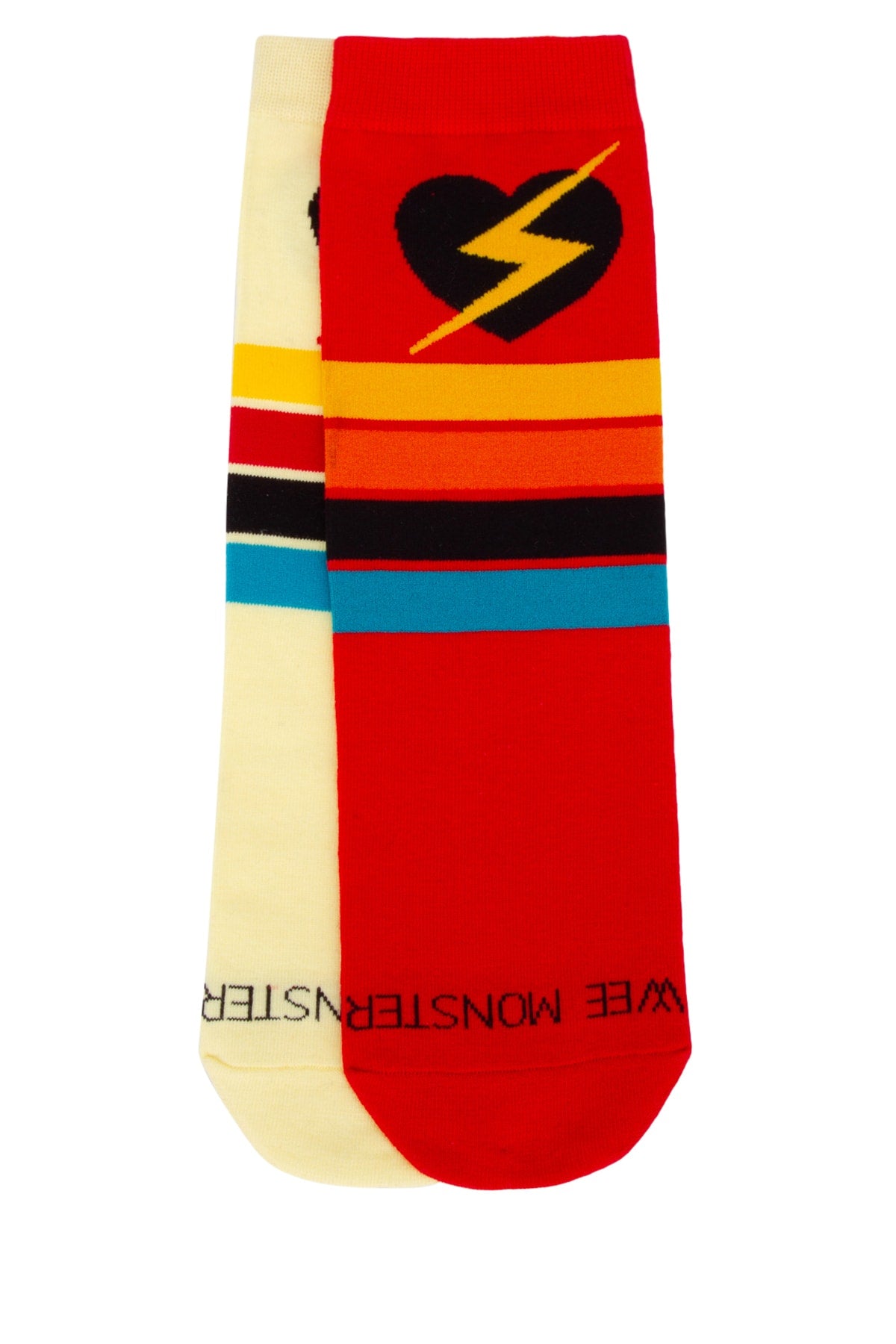 Wee Monster Lightning-Heart Cotton Socks — Red by Wee Monster