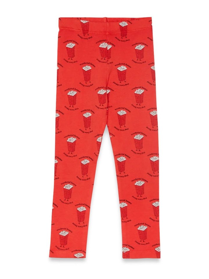 Weekend House Kids. Popcorn Texture Organic Cotton Leggings — Red by Weekend House Kids.
