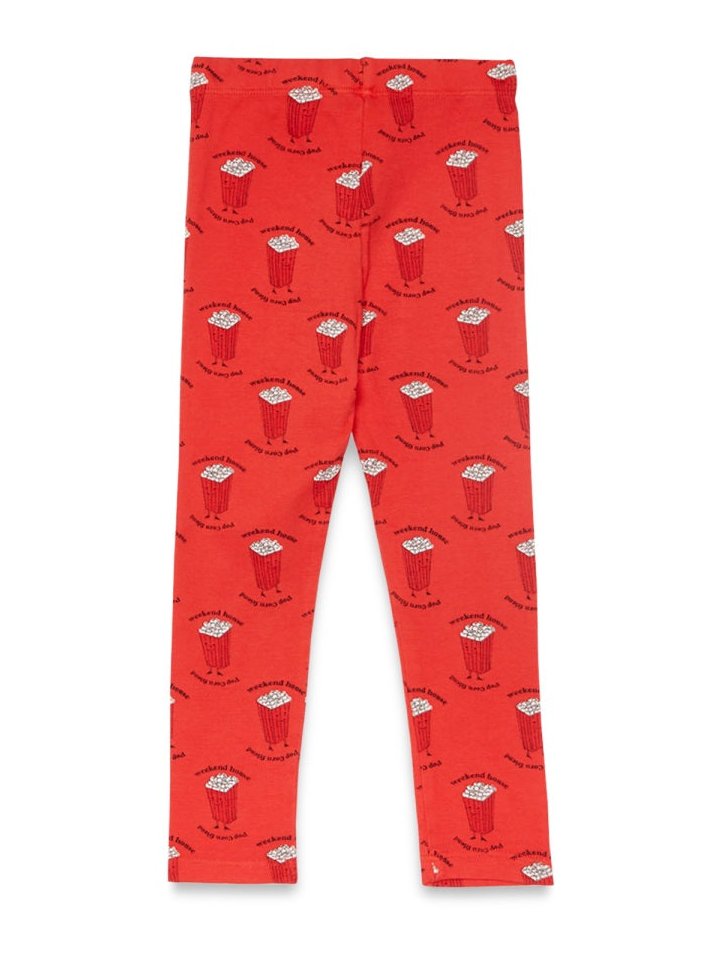 Weekend House Kids. Popcorn Texture Organic Cotton Leggings — Red, view 2