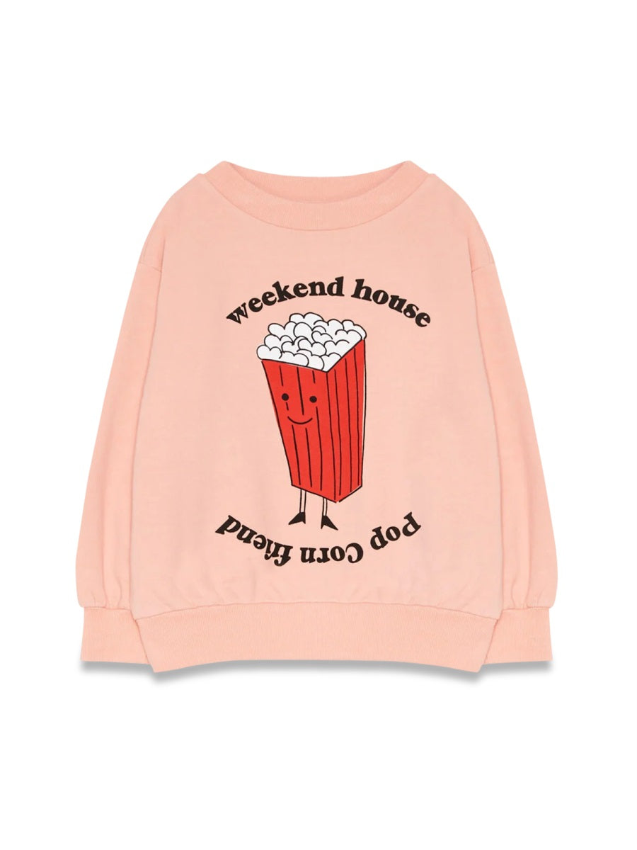 Weekend House Kids. Organic Cotton Popcorn Texture Sweatshirt — Pink by Weekend House Kids.
