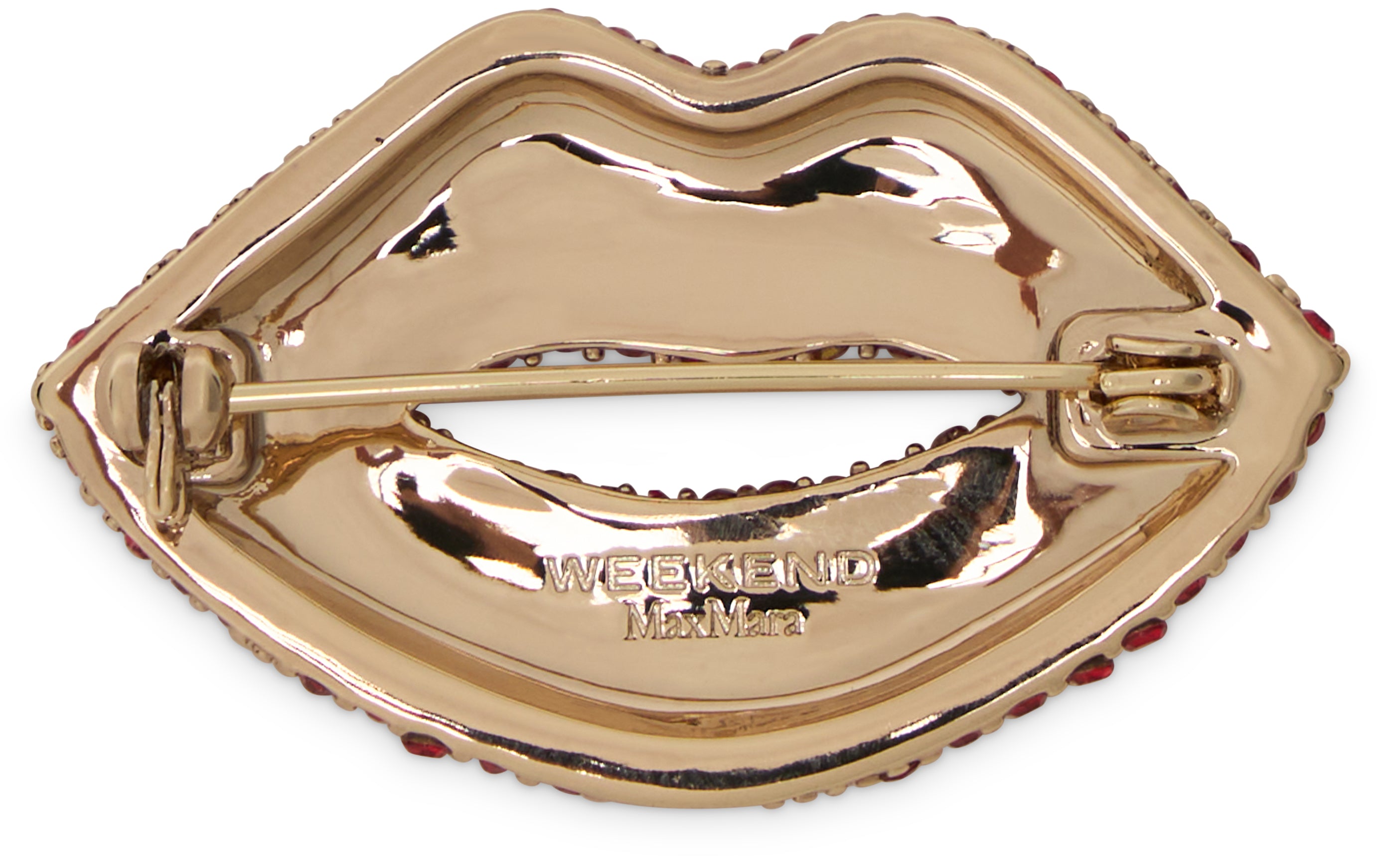Weekend Max Mara Metal Lip Brooch — Red, view 3
