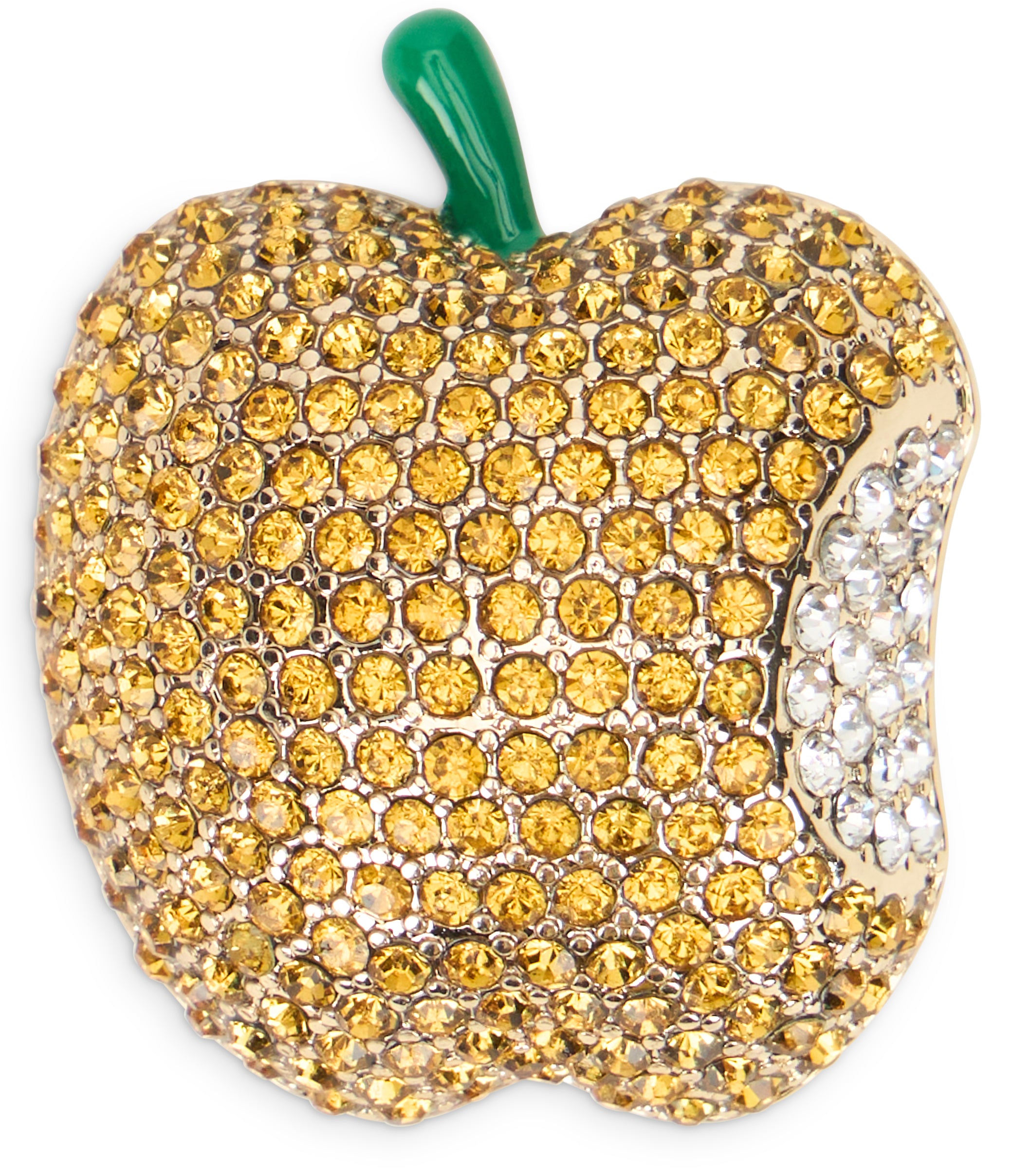 Weekend Max Mara Crystal Apple-Shaped Brooch — Yellow, view 2