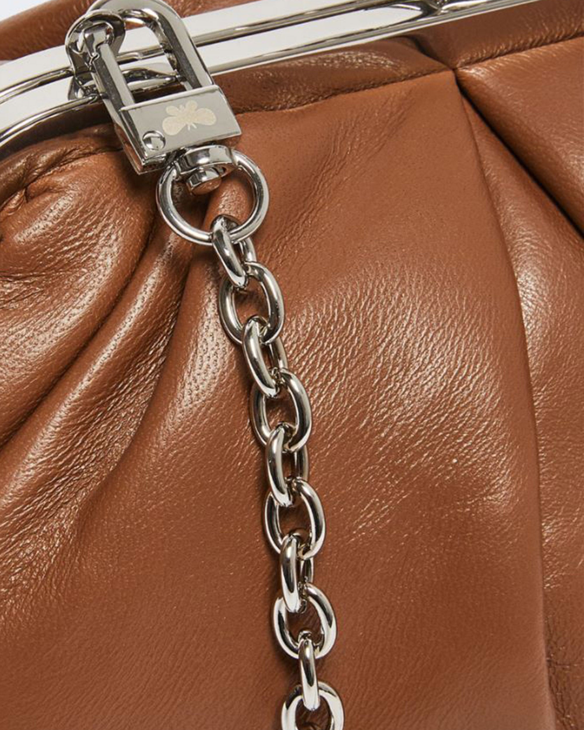 Weekend Max Mara Gathered Nappa Leather Clutch — Brown, view 3