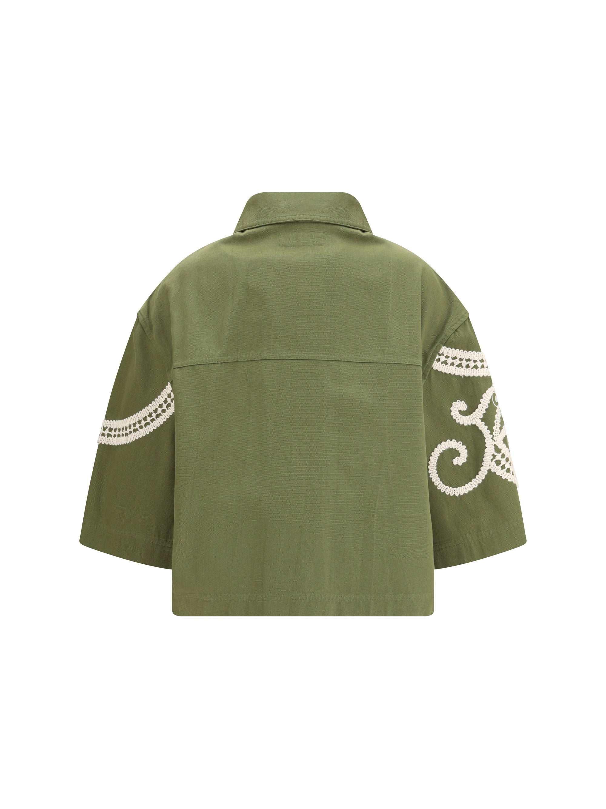 Weekend Max Mara Lace-Embroidered Cotton Jacket — Green by Weekend Max Mara
