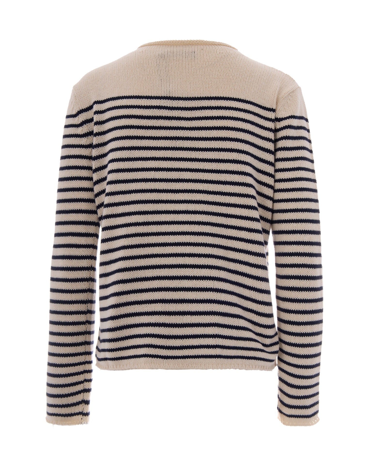 Weekend Max Mara Striped Crew-Neck Sweater — Beige, view 2