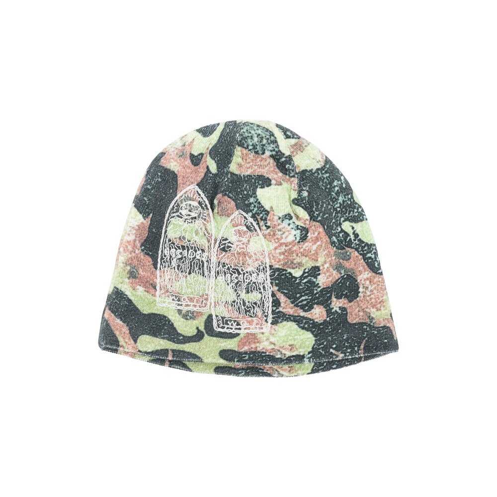 Who Decides War FLAME Camouflage-Embroidered Cotton Beanie — Green by Who Decides War