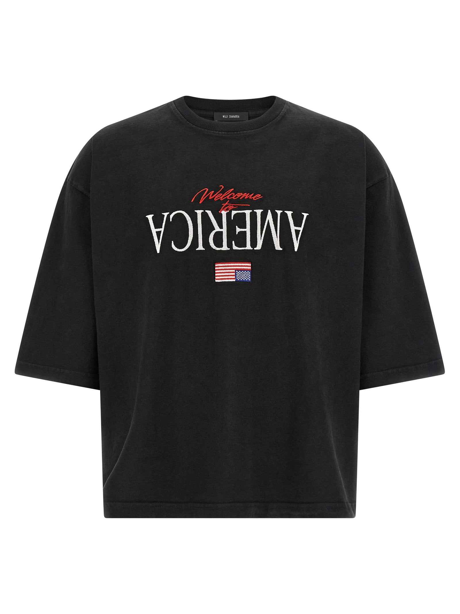 Willy Chavarria Embroidered Logo T-shirt — Black by Willy Chavarria