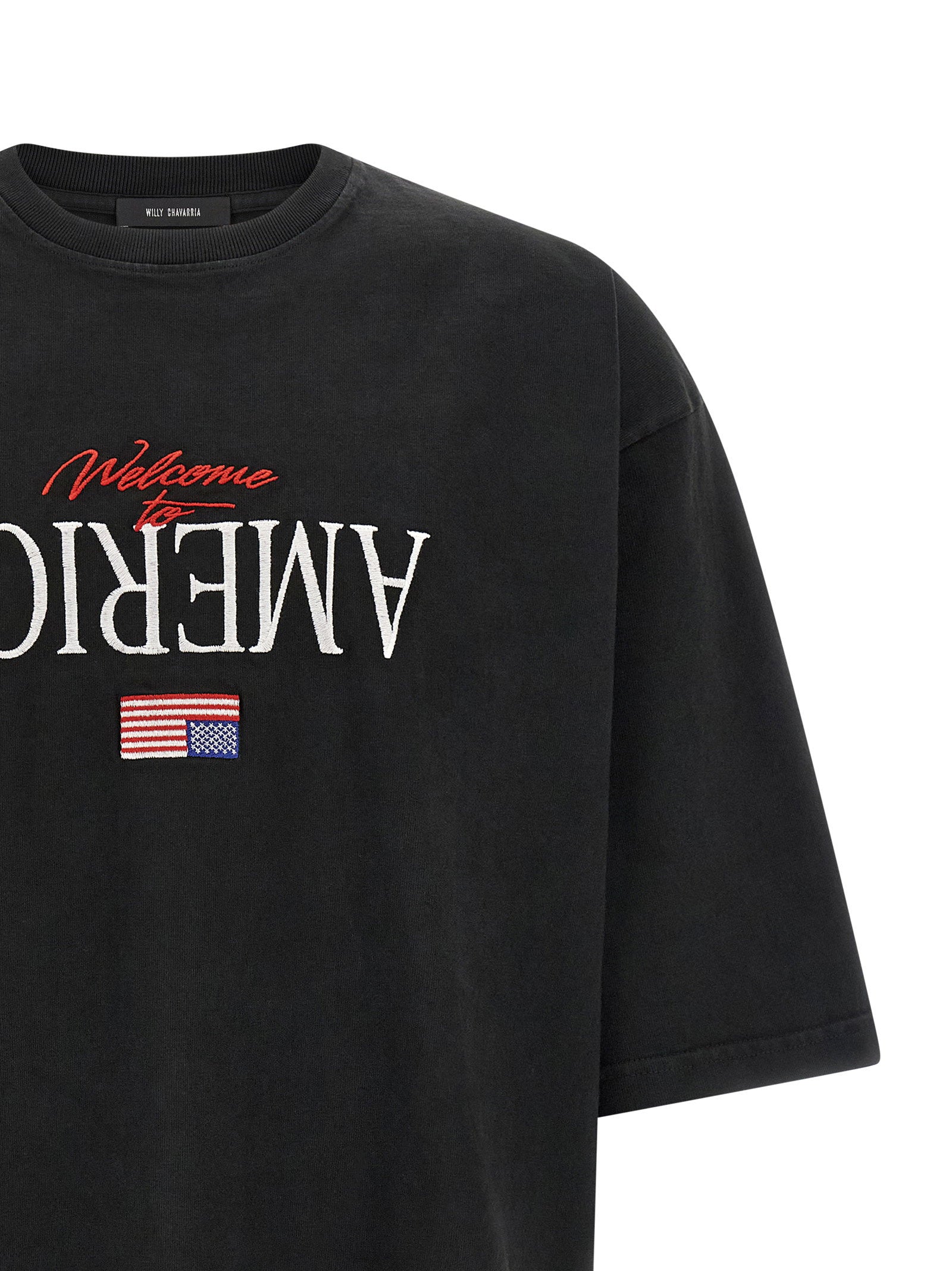 Willy Chavarria Embroidered Logo T-shirt — Black, view 3