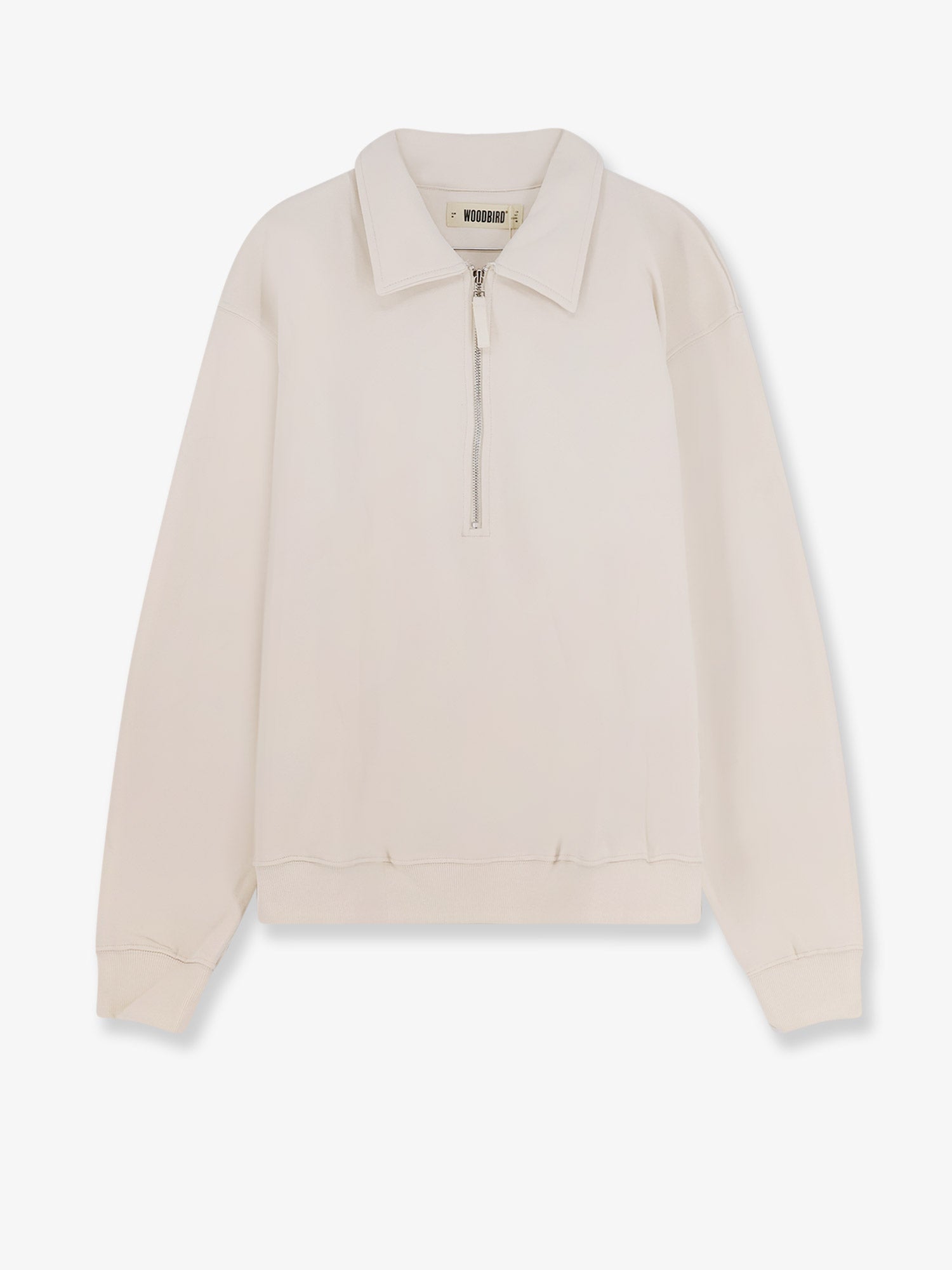 Woodbird Organic Cotton Half-Zip Sweatshirt — White by Woodbird